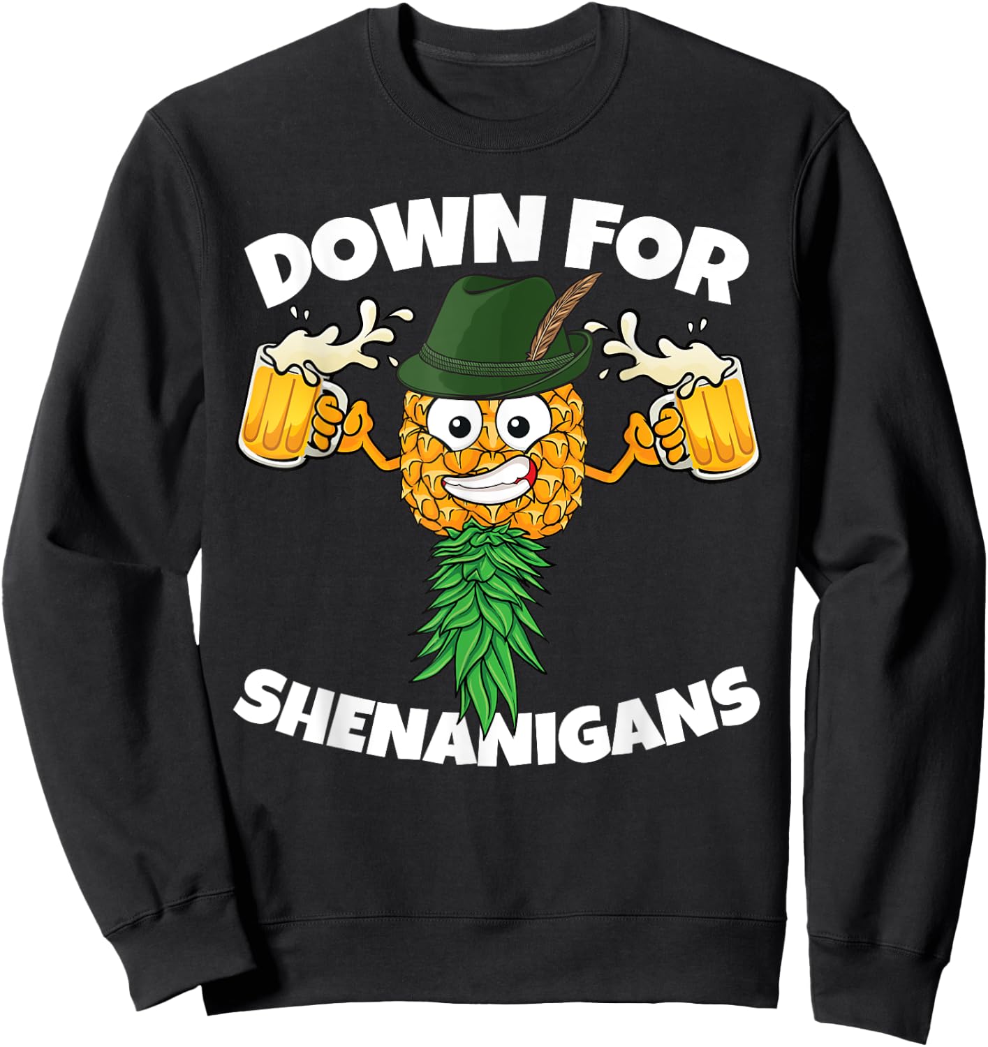 Down For Shenanigans Upside Down Pineapple Swinger Beer Men Sweatshirt - Sweatshirt | Black