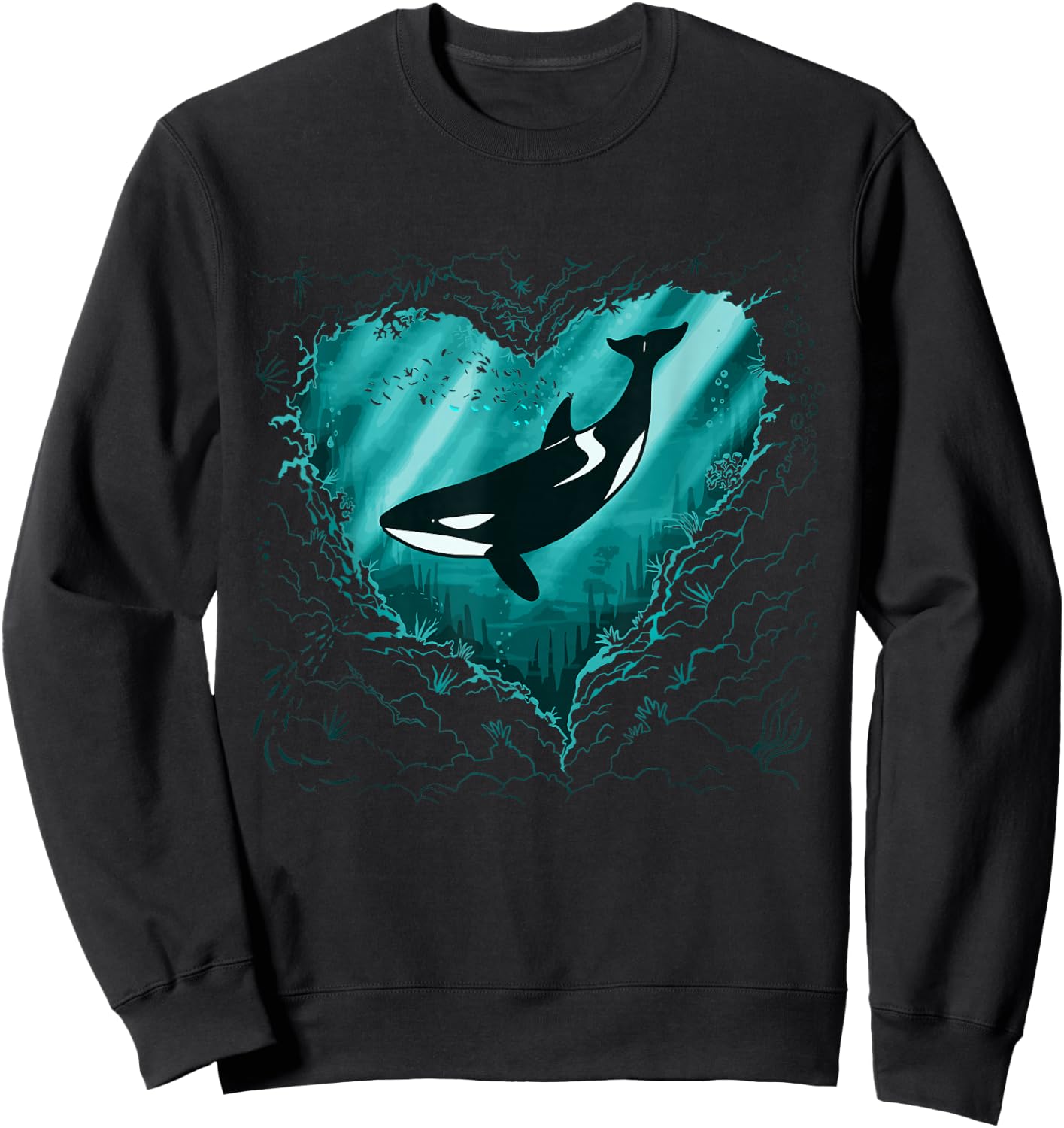 Whale Orca Heart Killer Whale orca whale Sweatshirt - Sweatshirt | Black