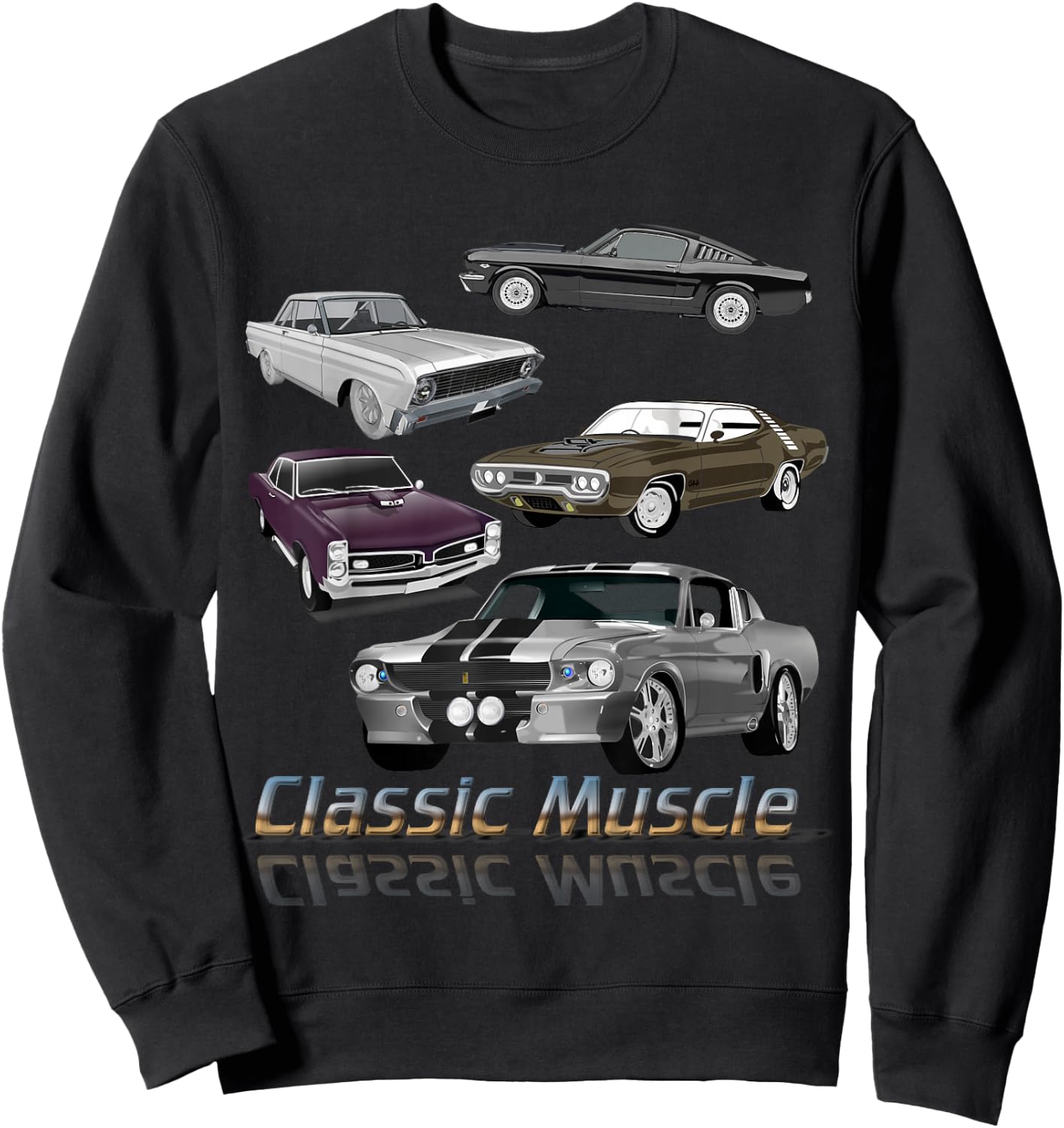 Classic American Muscle Cars Vintage Gift Sweatshirt - Sweatshirt | Black