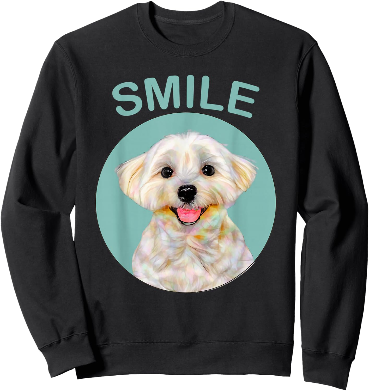 Funny Dog Shirt - Smiling Maltese Women Kids Sweatshirt - Sweatshirt | Black