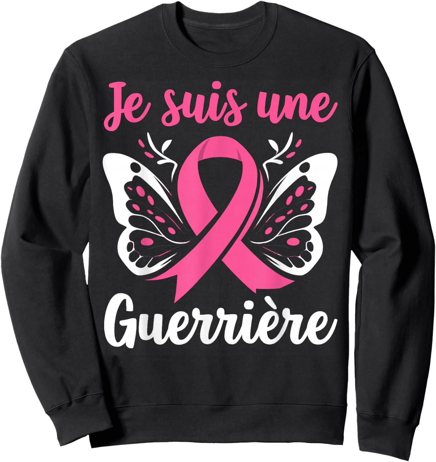 I Am A Warrior October Pink Breast Cancer Support Sweatshirt - Sweatshirt | Black