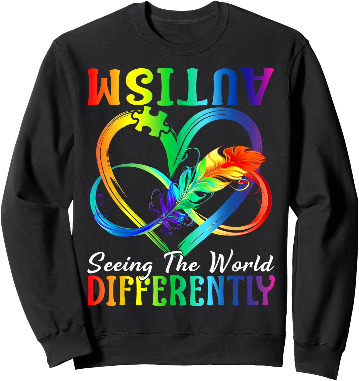 Seeing the World differently Autism Awareness Infinity Sweatshirt - Sweatshirt | Black
