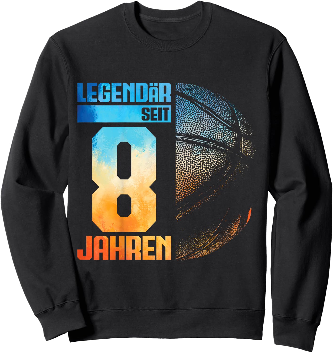 Kids 8th Birthday Retro Basketball Player 8 Years Boy Kids , black Sweatshirt - Sweatshirt | Black