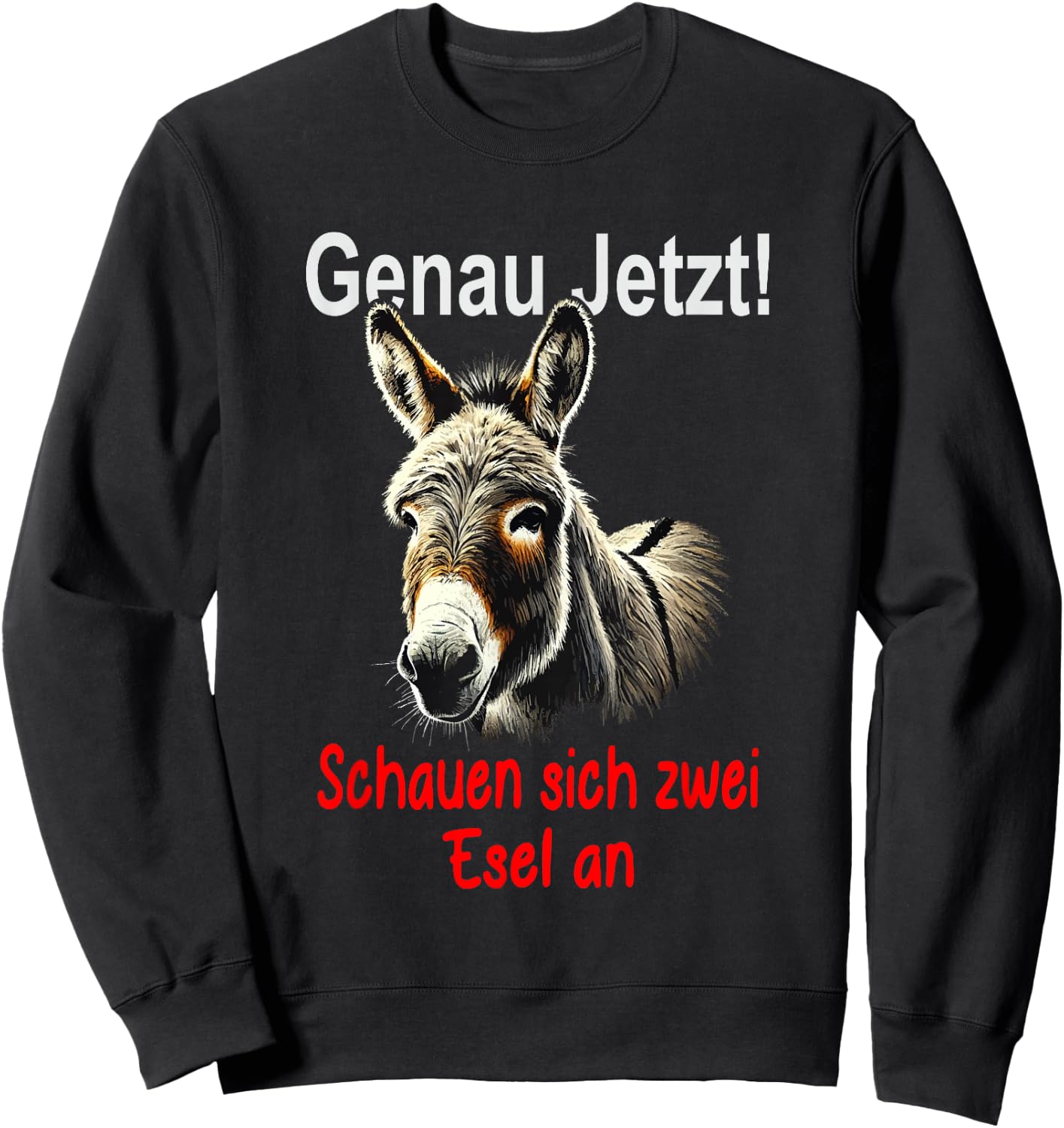 Funny Saying "Genau jetzt schauen Sich 2 Donkey an [German Language] Sweatshirt - Sweatshirt | Black