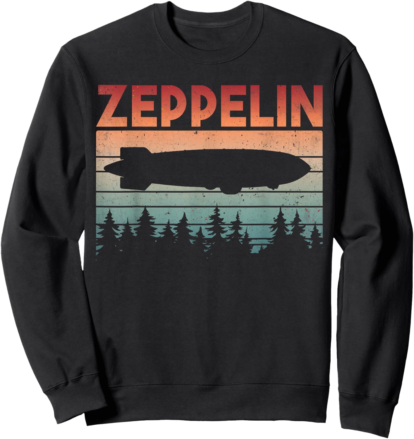 Zeppelin Dirigible Vintage Zepelin Airship Retro Men Women Sweatshirt - Sweatshirt | Black