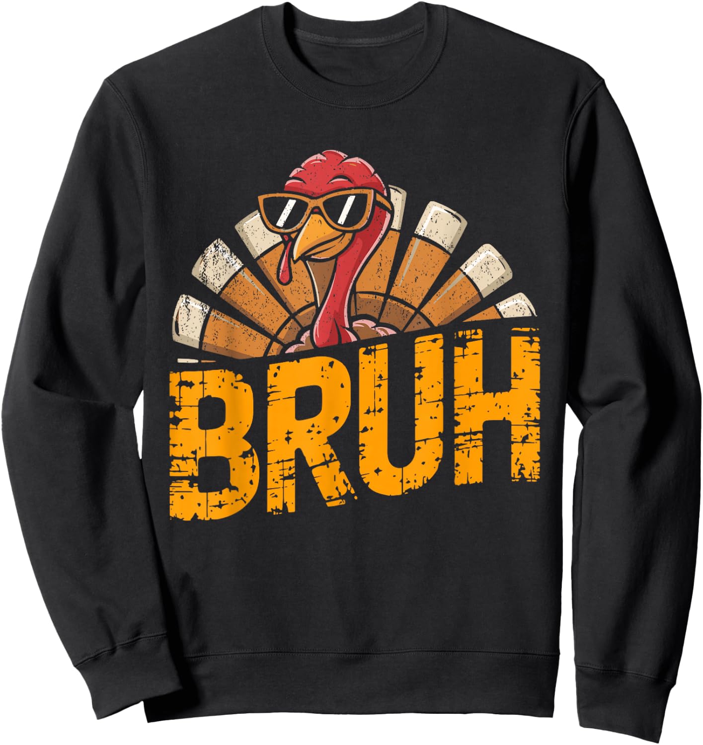 Bruh Funny Thanksgiving Cool Turkey For Boys Sweatshirt - Sweatshirt | Black