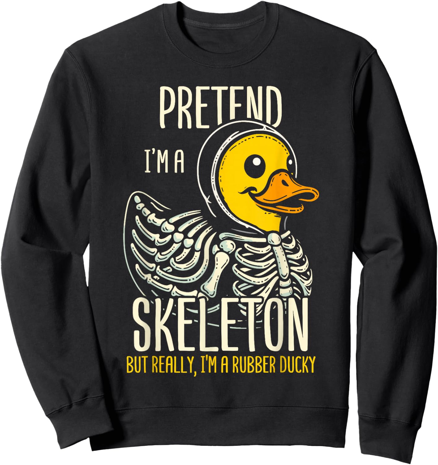 Skeleton Rubber Duck Spooky Duckling Sweatshirt - Sweatshirt | Black