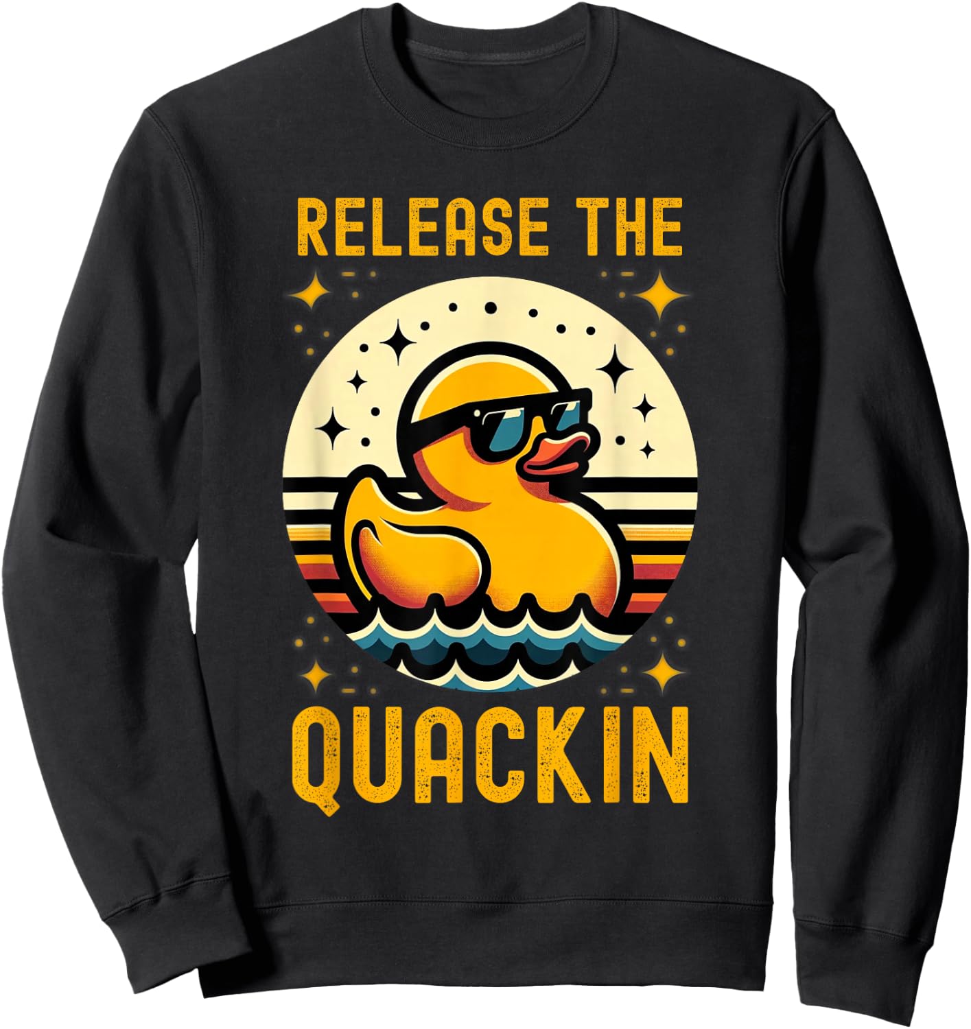 Release The Quackin Funny Duck Lover Rubber Retro Cute Ducky Sweatshirt - Sweatshirt | Black