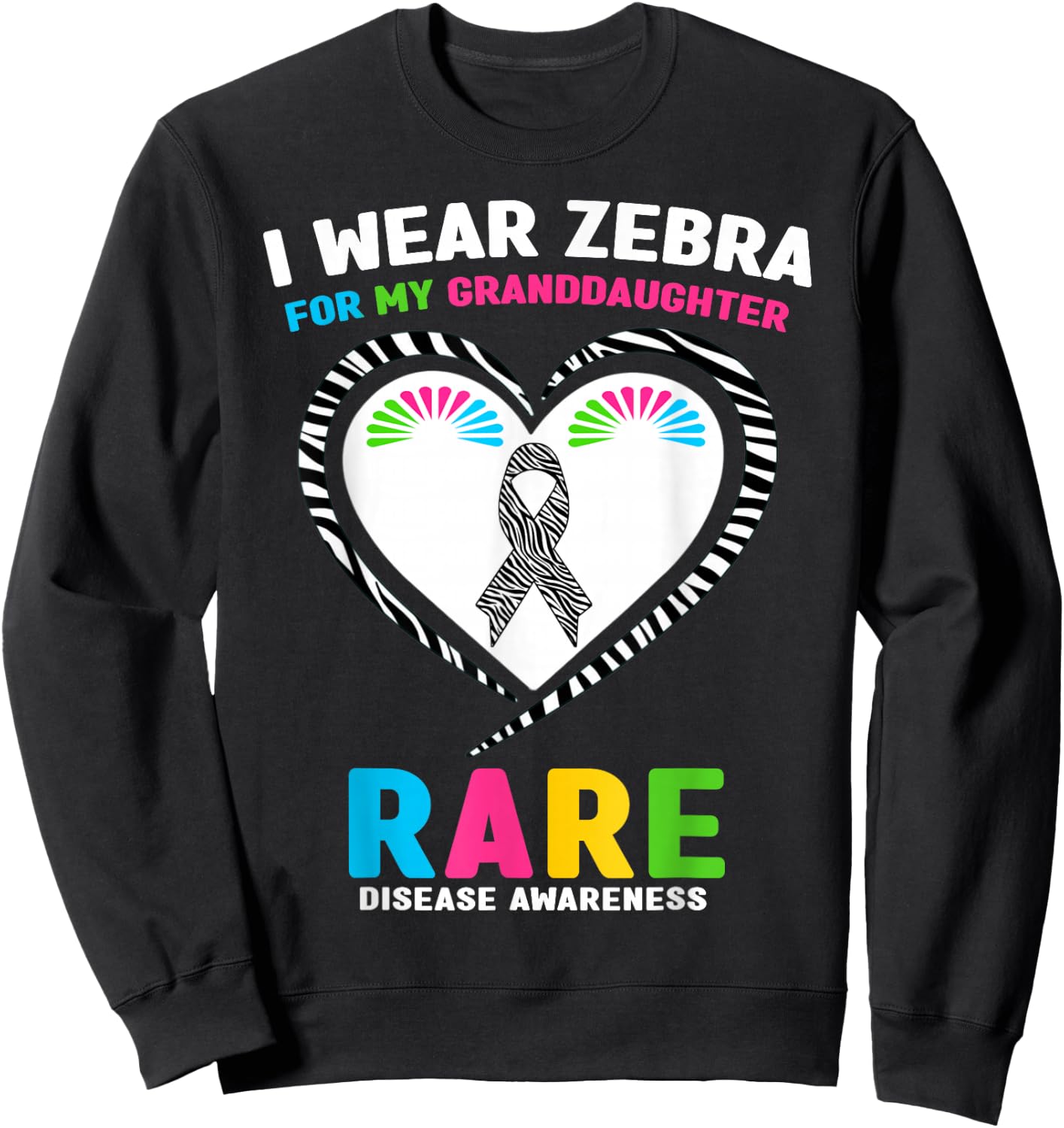 I Wear Zebra for My Granddaughter Rare Disease Day 2026 Sweatshirt - Sweatshirt | Black