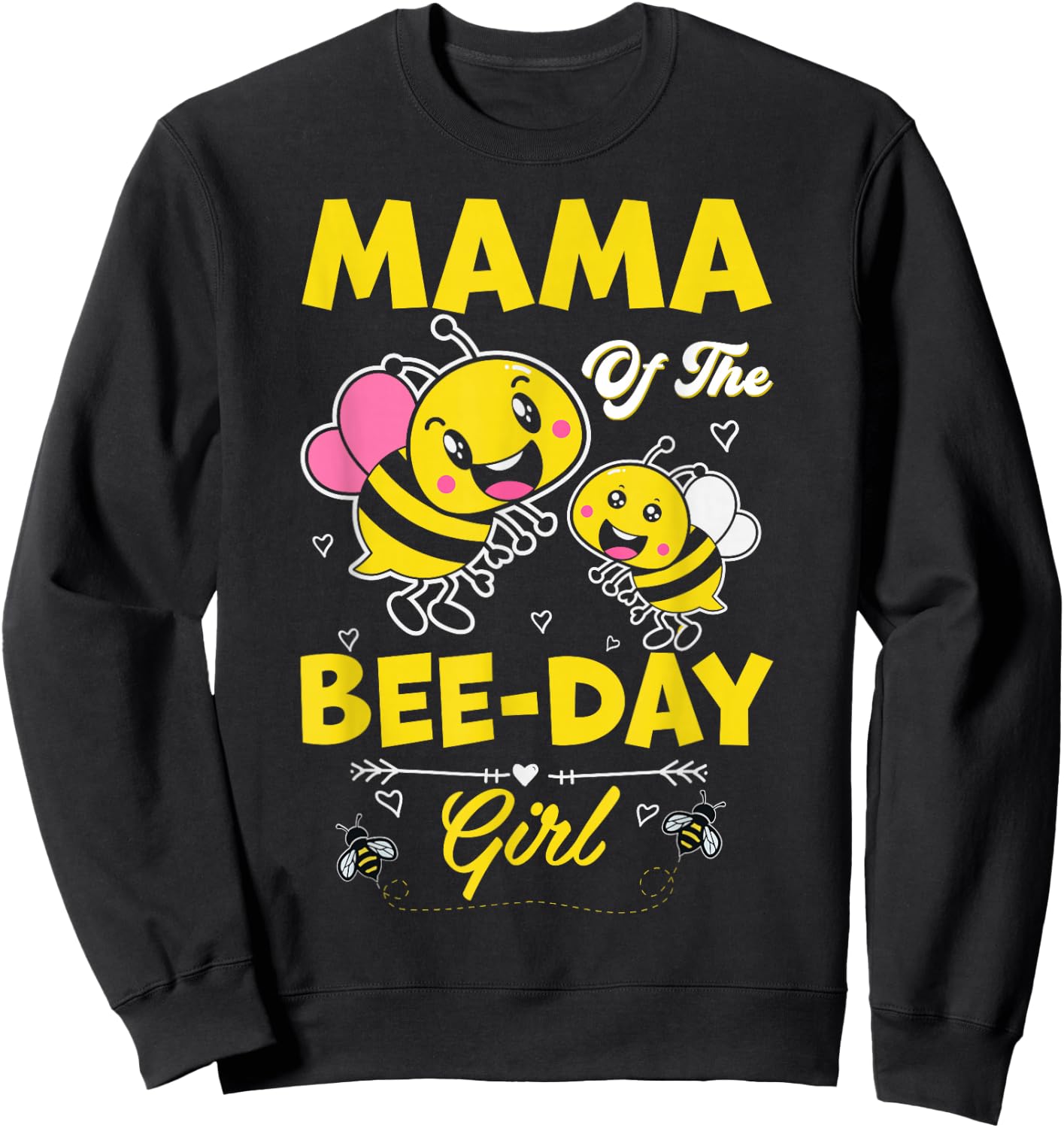 Mama Of The Bee Day Girl Family Matching Birthday Mom Mommy Sweatshirt - Sweatshirt | Black