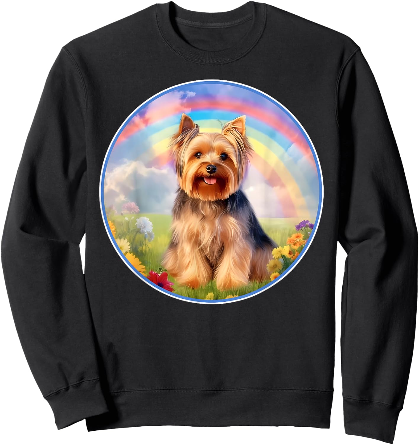 Yorkie Rainbow Bridge Cute Yorkshire Terrier Memorial Sweatshirt - Sweatshirt | Black