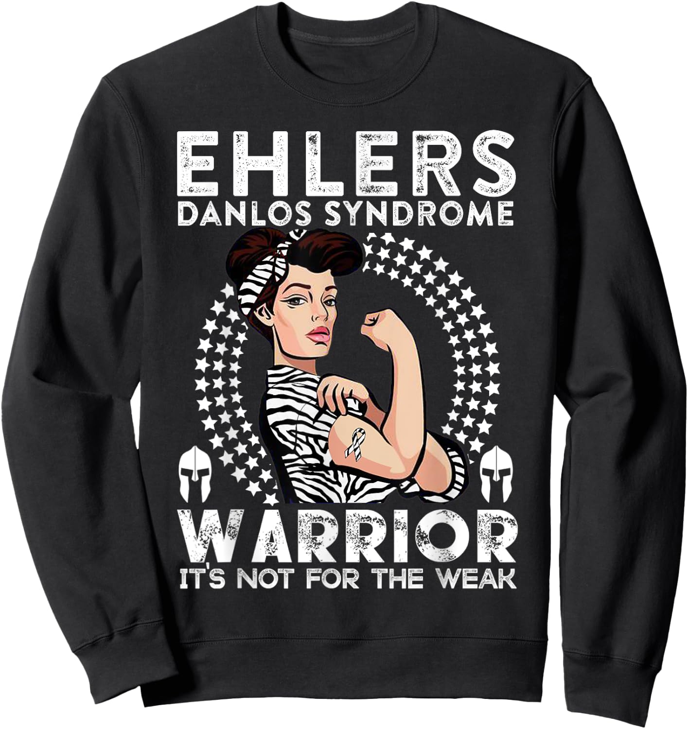 EDS Warrior Zebra Gift Ehlers Danlos Syndrome Awareness Sweatshirt - Sweatshirt | Black