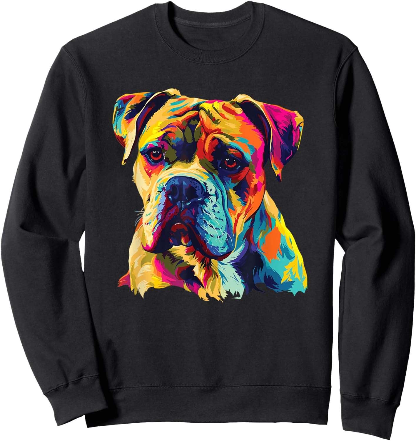 Watercolor Colorful American Bulldog Dog Women Girls Kids Sweatshirt - Sweatshirt | Black