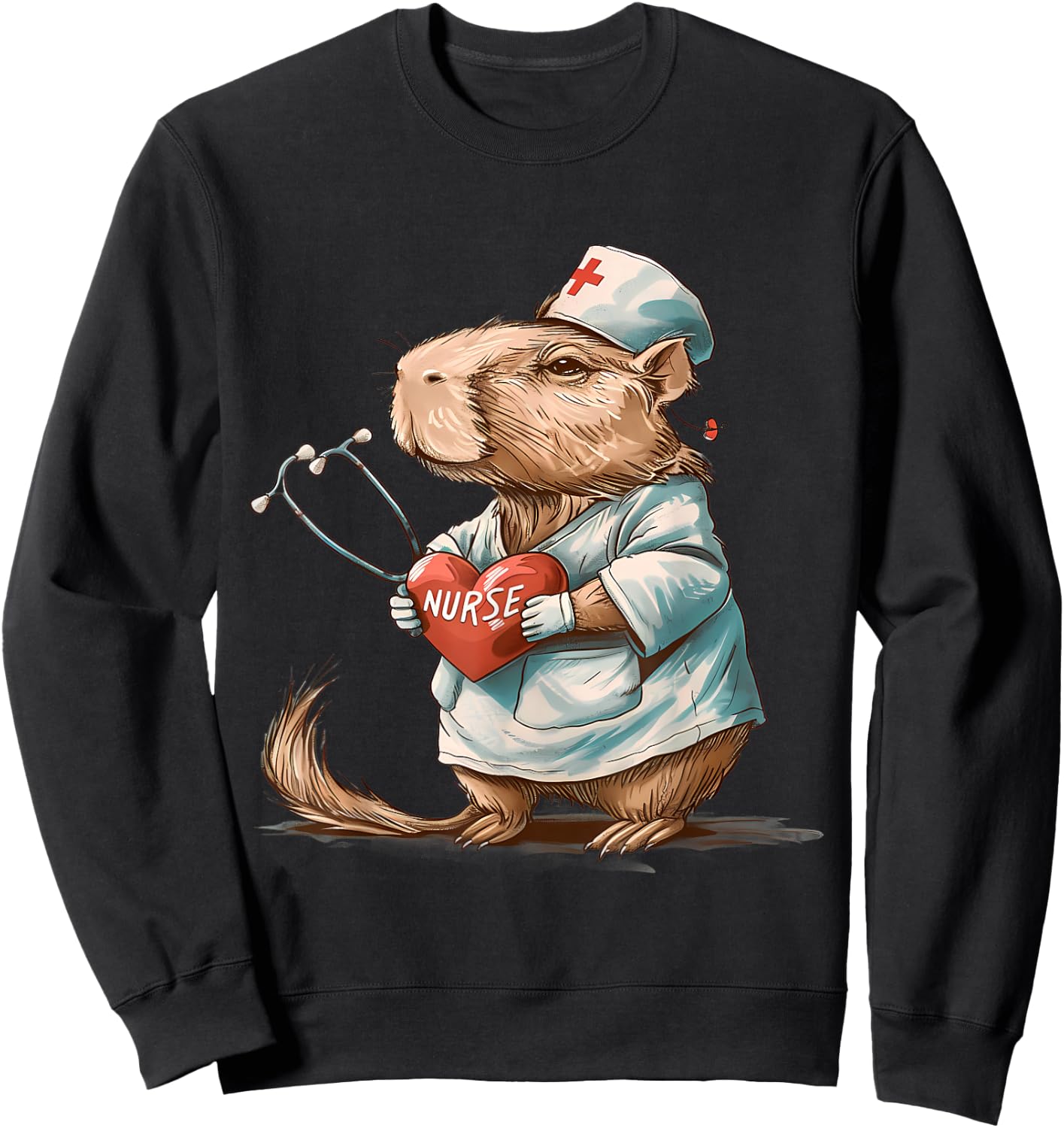 Capybara Stéthoscope d'infirmière Capybara Docteur Sweatshirt - Sweatshirt | Black
