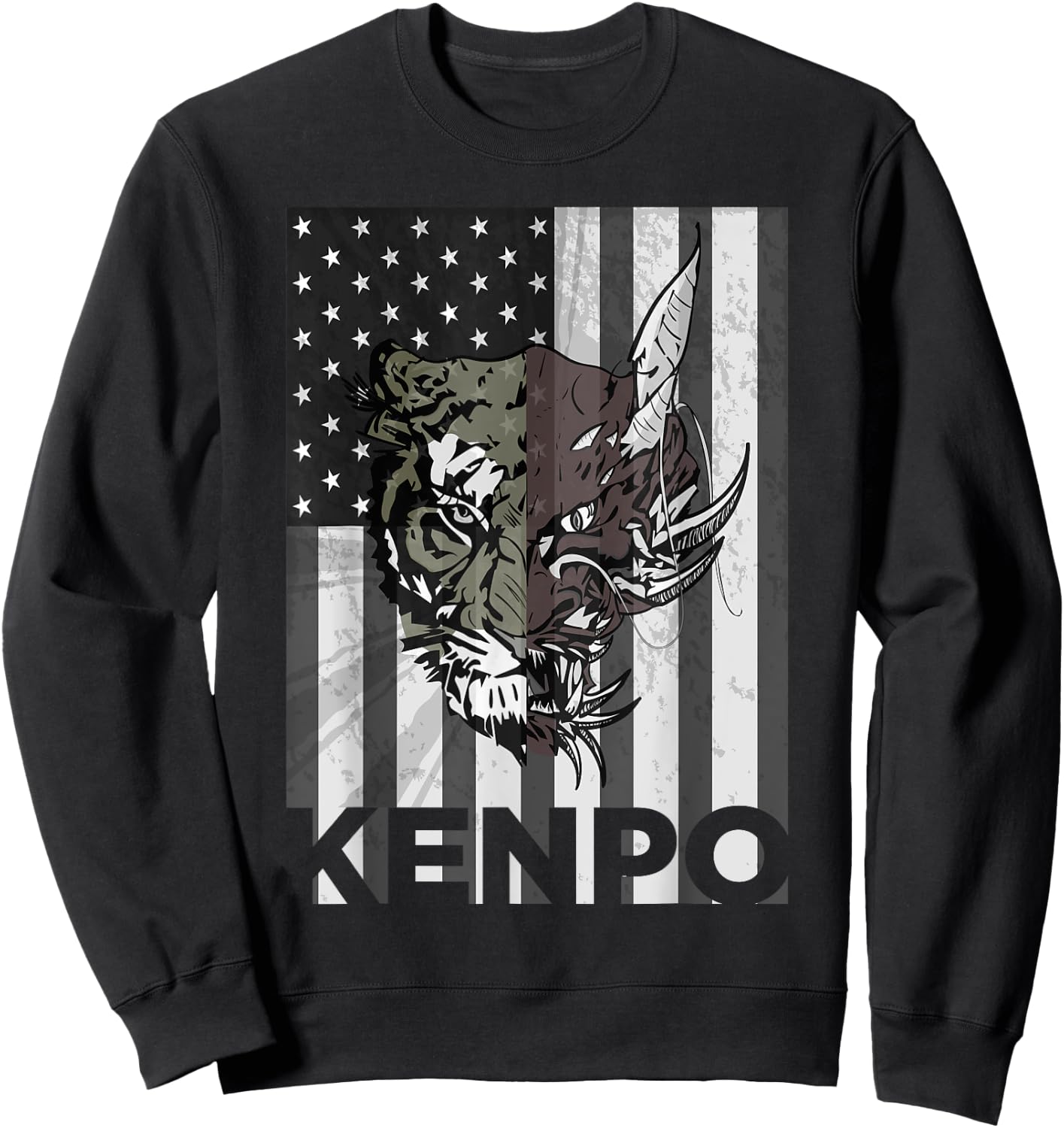 Kenpo Karate Martial Arts American Flag Women Men Sweatshirt - Sweatshirt | Black
