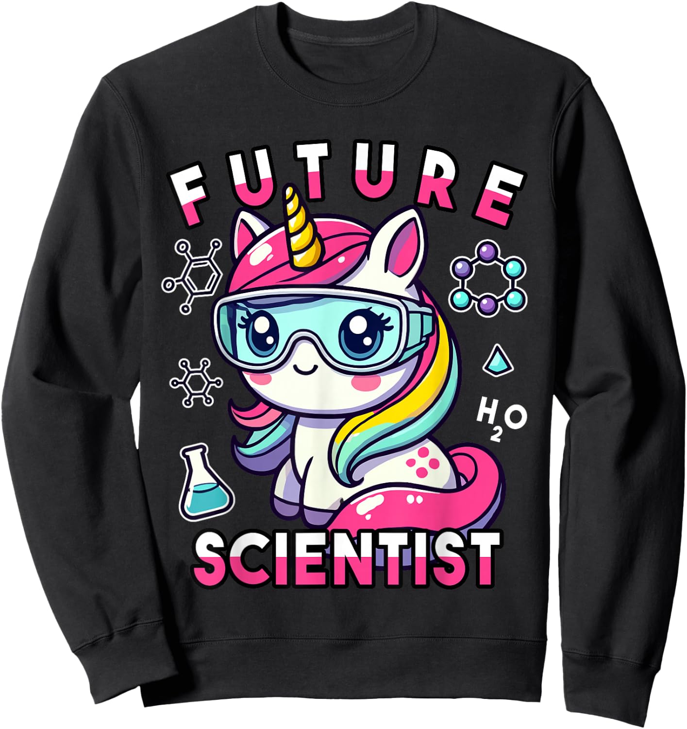 Future Scientist Girls Unicorn Lab Graphic Sweatshirt - Sweatshirt | Black