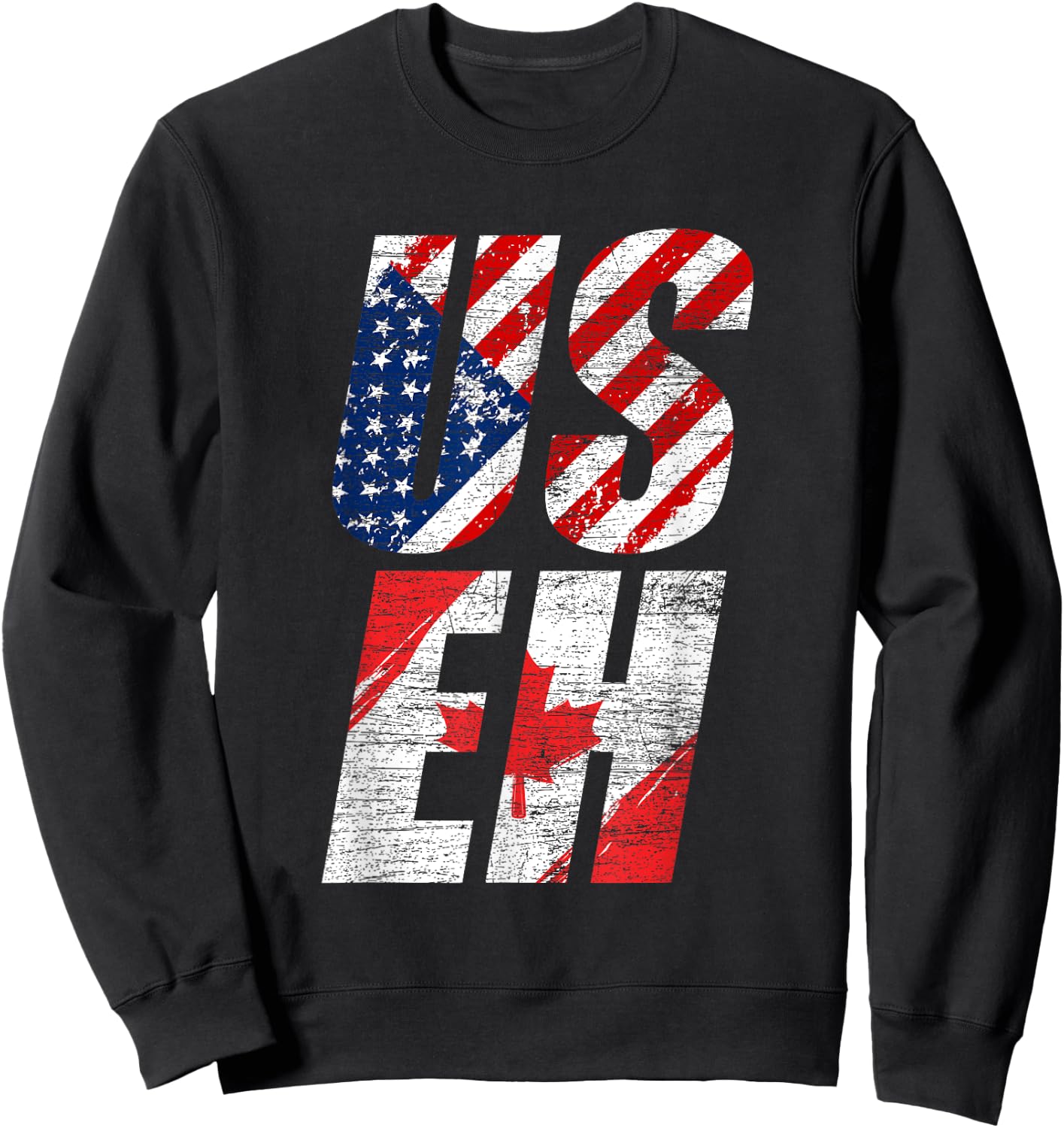 USEH Canadian Flag American USA 4th Of July Canada Sweatshirt - Sweatshirt | Black