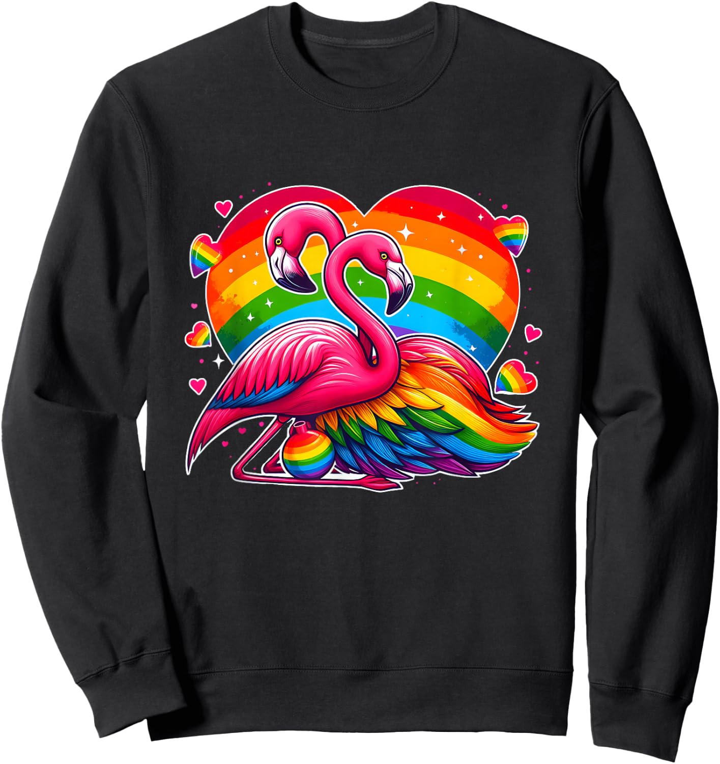 Gay Pride Pink Flamingo LGBT Pride Rainbow Flamingo Lover Sweatshirt - Sweatshirt | Black