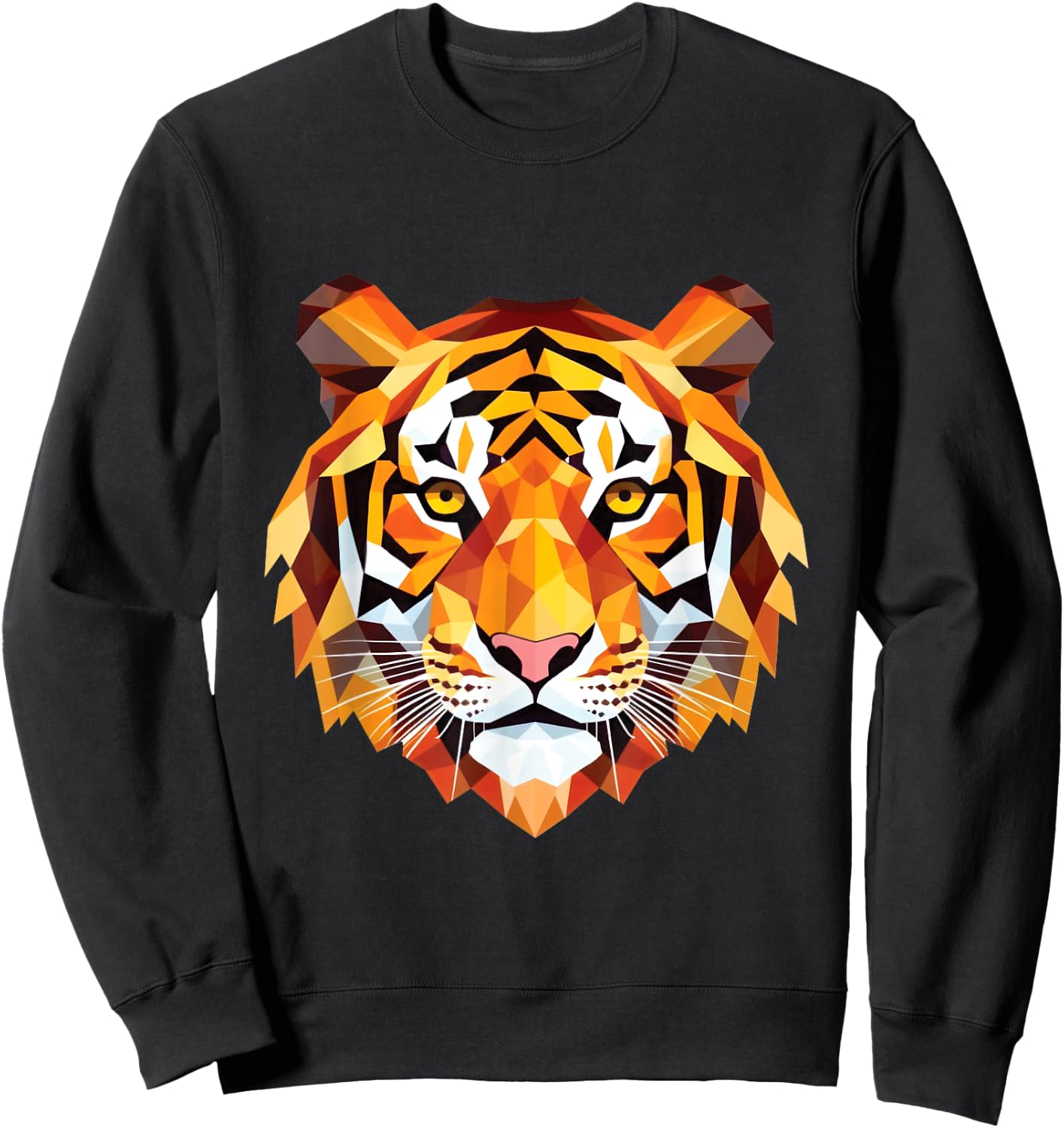 Geometrisches Polygon, Tigerkopf, Kunst, Wildtier-Design Sweatshirt - Sweatshirt | Black