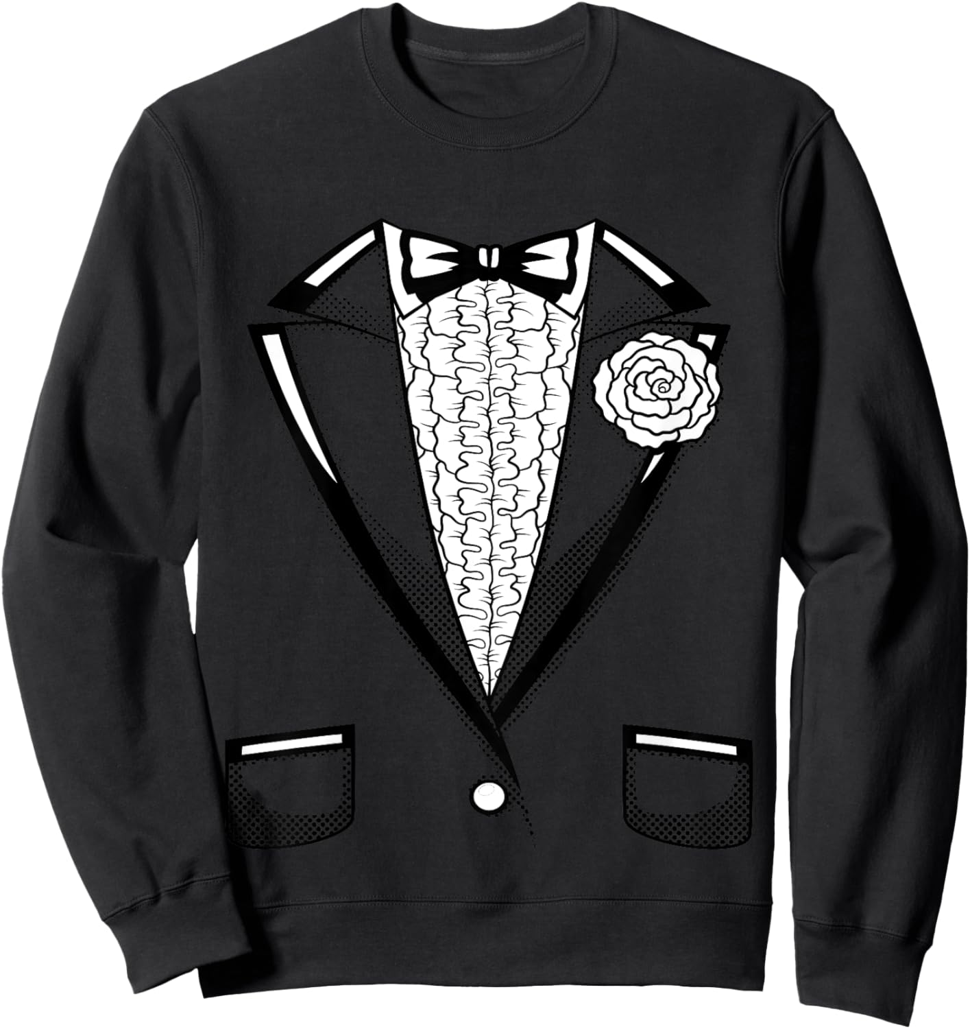 Kids Tuxedo | Boys Girls Halloween Prom Black Bowtie Sweatshirt - Sweatshirt | Black