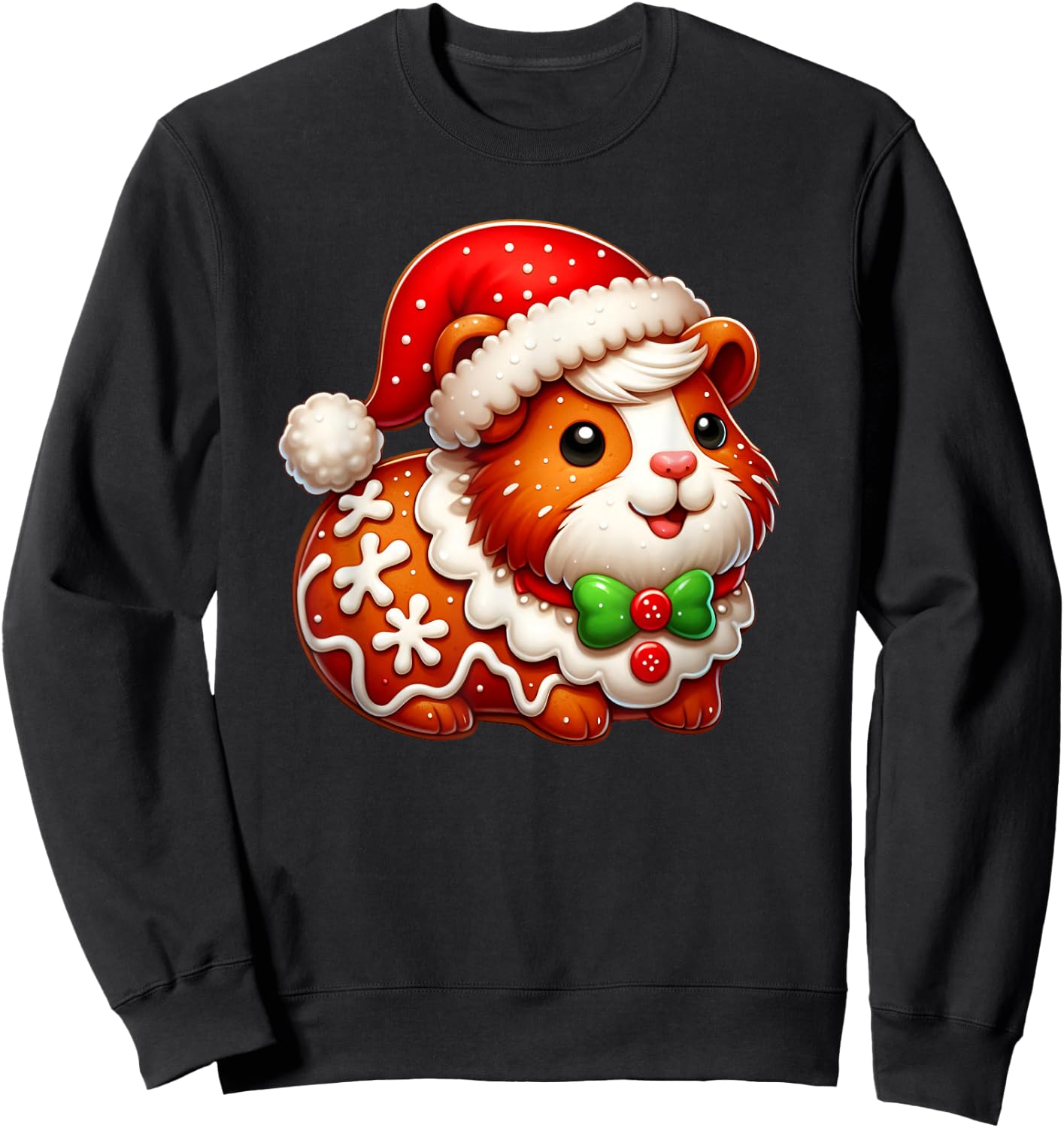 Funny Gingerbread Man Guinea Pig Christmas Kids Sweatshirt - Sweatshirt | Black