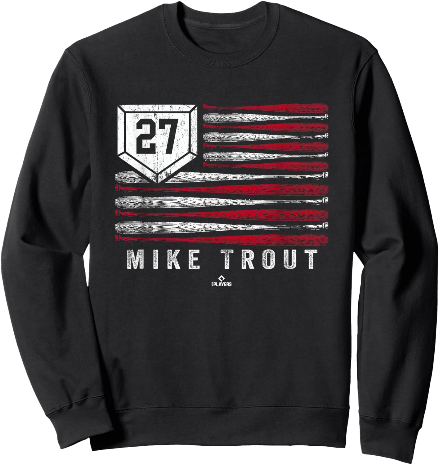 Vintage US Flag Baseball Stripes Mike Trout Los Angeles Sweatshirt - Sweatshirt | Black