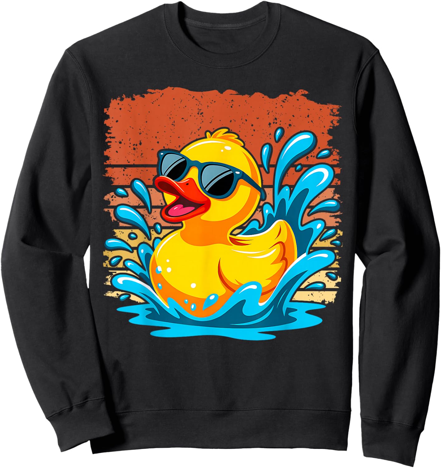 Bath Toy Duckie Cute Ducky Cool Sunglasses Retro Rubber Duck Sweatshirt - Sweatshirt | Black