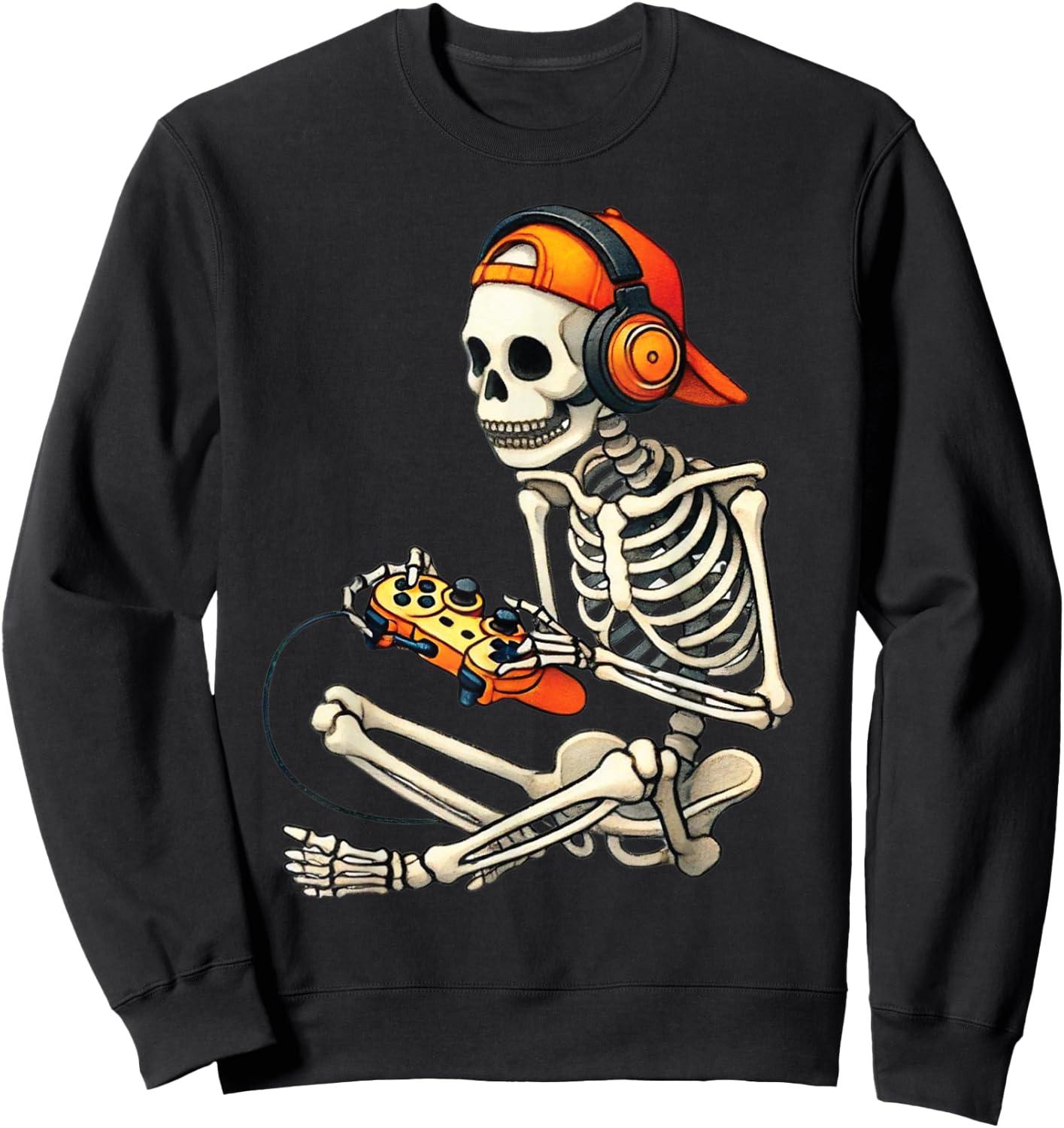 Halloween Skeleton Gamer Video Gaming Boys Men Kids Sweatshirt - Sweatshirt | Black