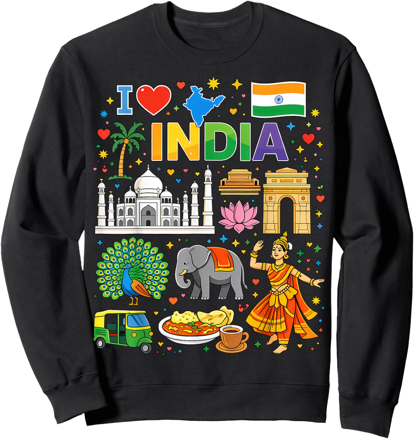 I Love India Reise-Souvenir Indianer Sweatshirt - Sweatshirt | Black