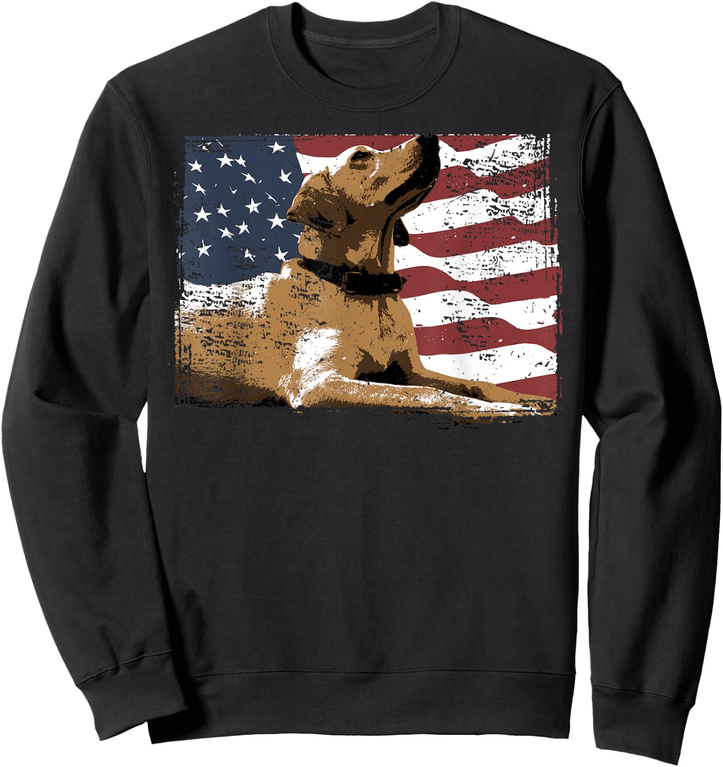 Patriotic USA Flag Black Labrador Gift Lab Owners Men Sweatshirt - Sweatshirt | Black
