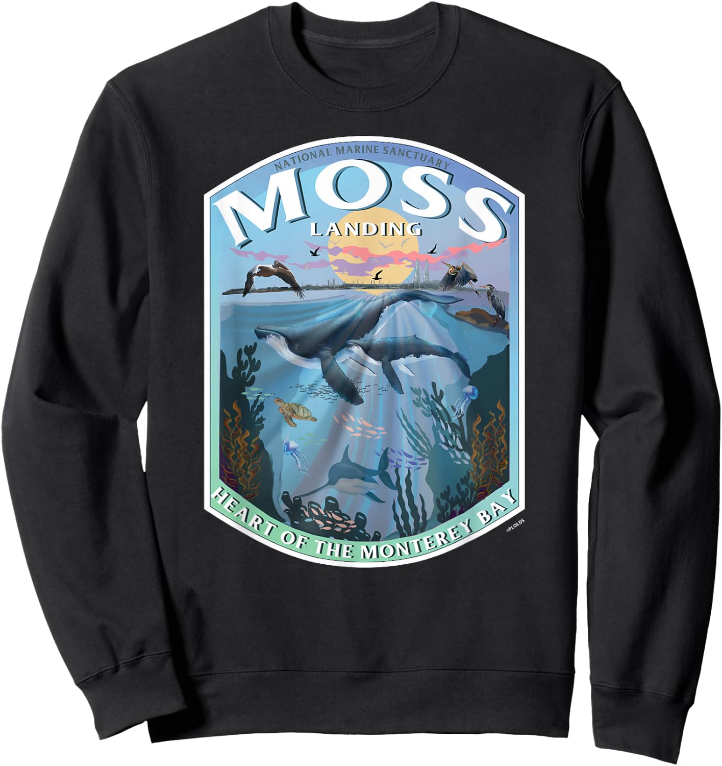 Moss Landing California Monterey Heart of the Bay Souvenir Sweatshirt - Sweatshirt | Black