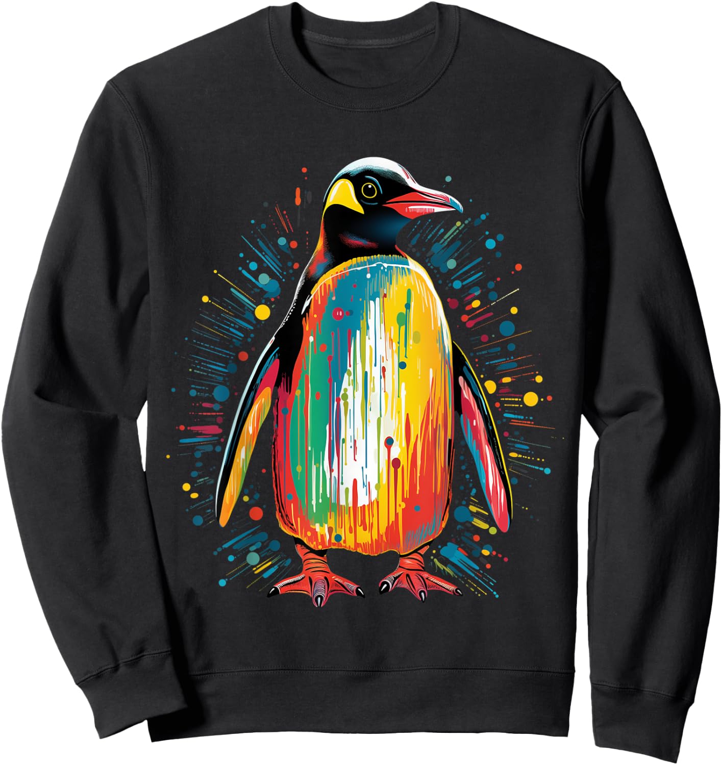 Penguin Colorful Artwork Kids Penguin Lover Sweatshirt - Sweatshirt | Black