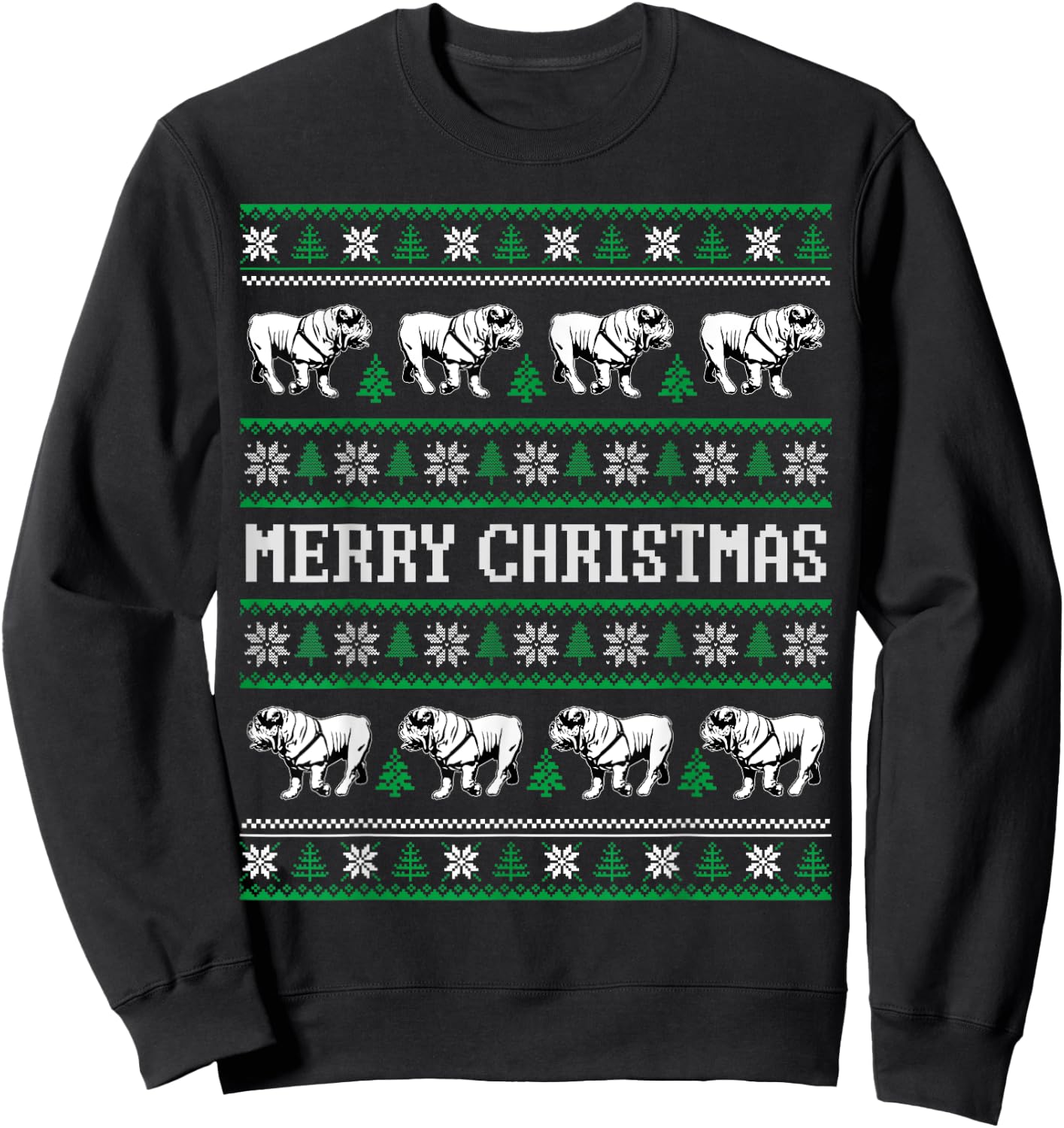 Ugly Sweater English Bulldog Dog Christmas Dog Lover Xmas Men Women Kids Sweatshirt - Sweatshirt | Black
