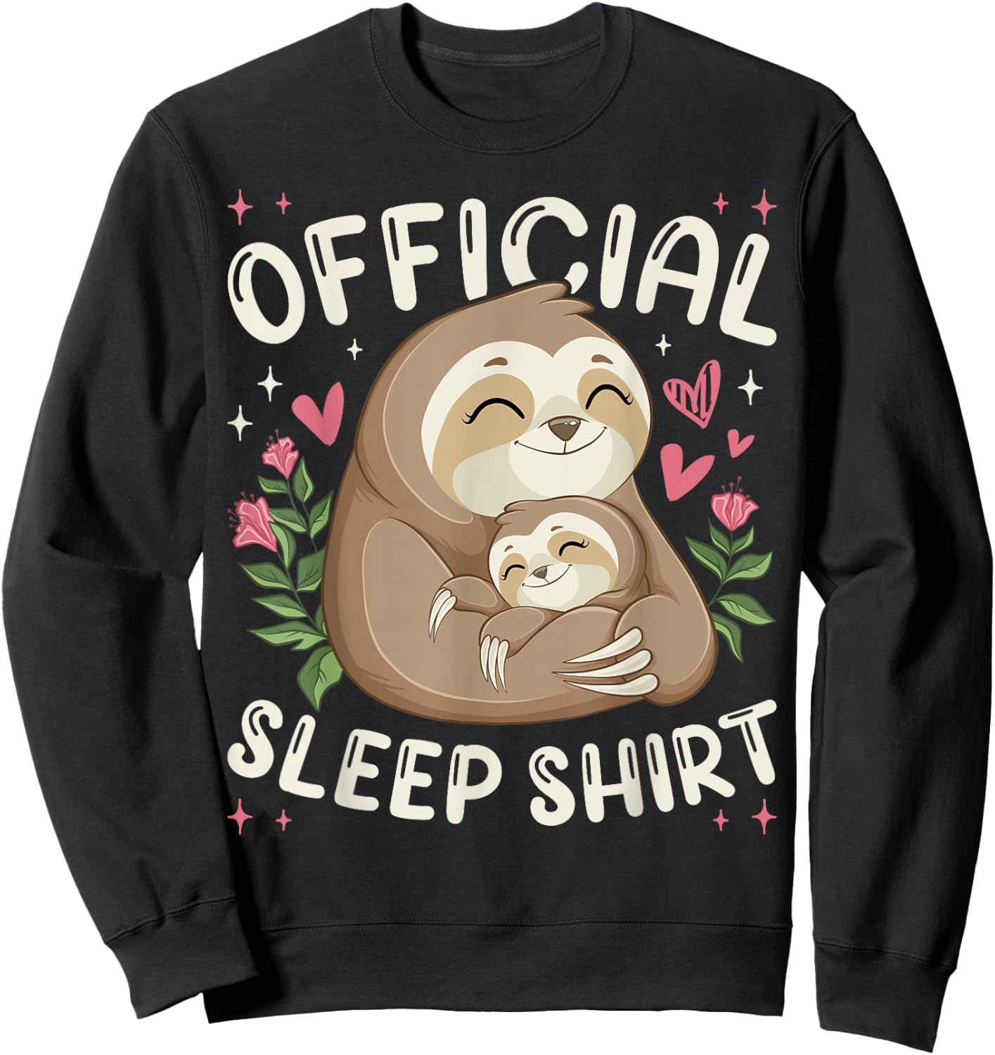 Official Sleep Shirt, Sleeping Sloth with Baby Sweatshirt - Sweatshirt | Black