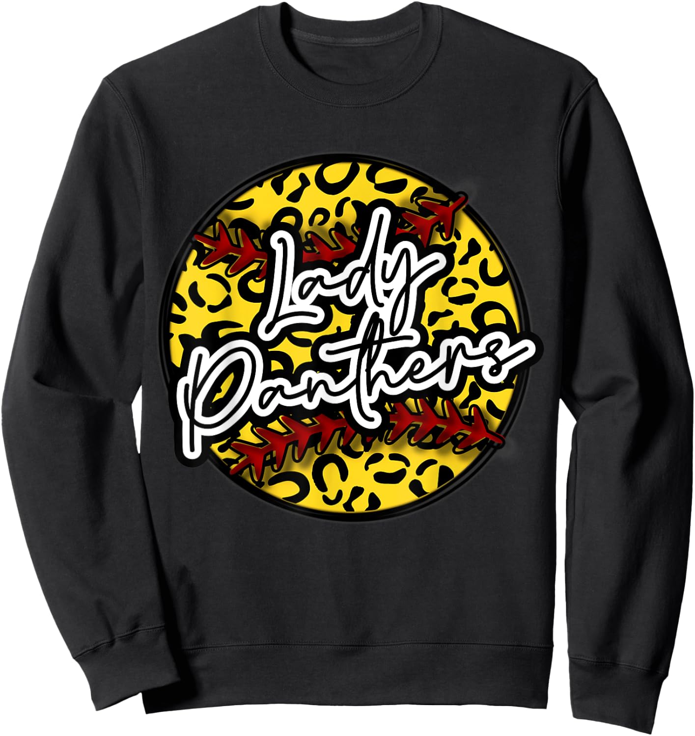 LADY PANTHER Leopard Cheetah Softball Team Trendy Cute Woman Sweatshirt - Sweatshirt | Black
