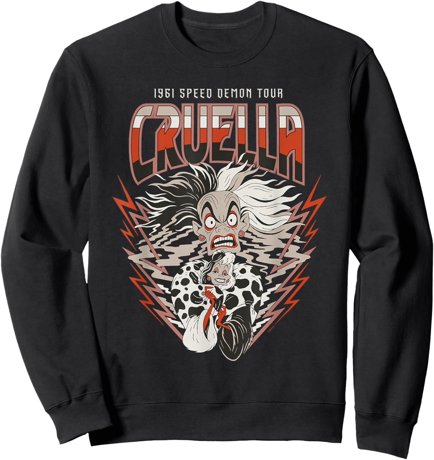 Disney Villains Cruella De Vil 1961 Speed Demon Tour Band Sweatshirt - Sweatshirt | Black