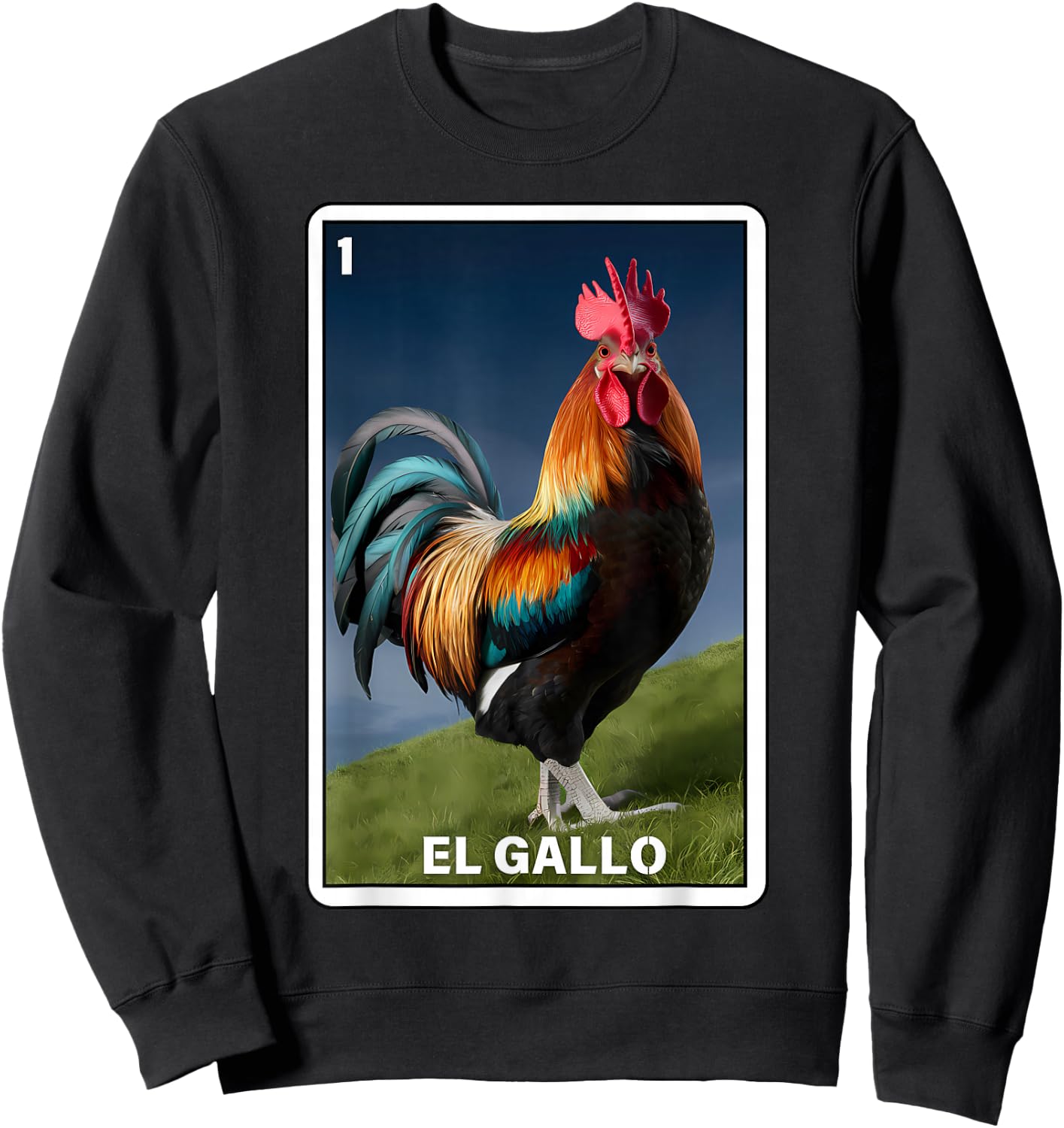 El Gallo Mexican Lottery Bingo Game Traditional Rooster Card Sweatshirt - Sweatshirt | Black