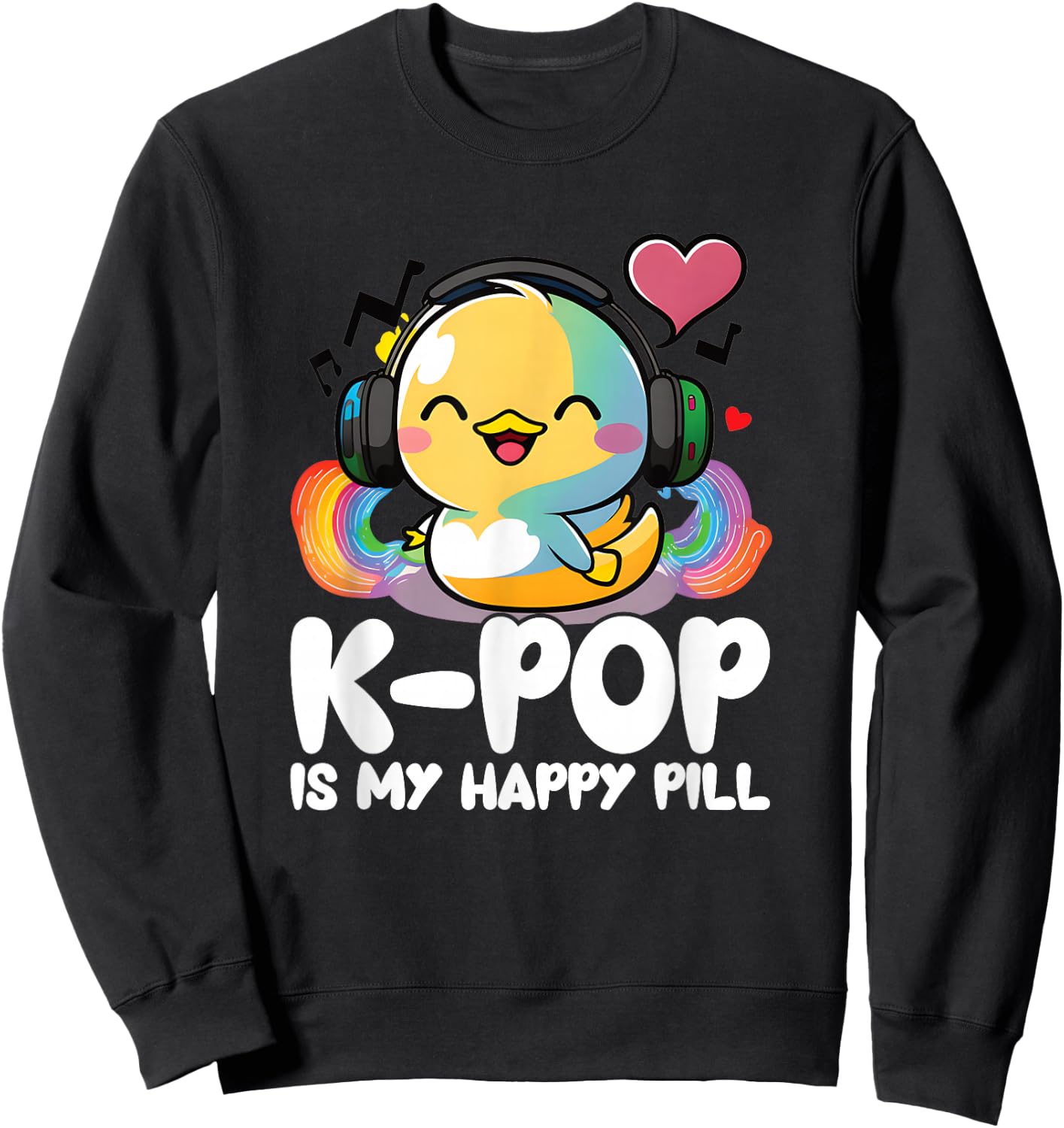 Kpop Fan Happy Pill Duck Merch K-pop Merchandise K Pop Items Sweatshirt - Sweatshirt | Black