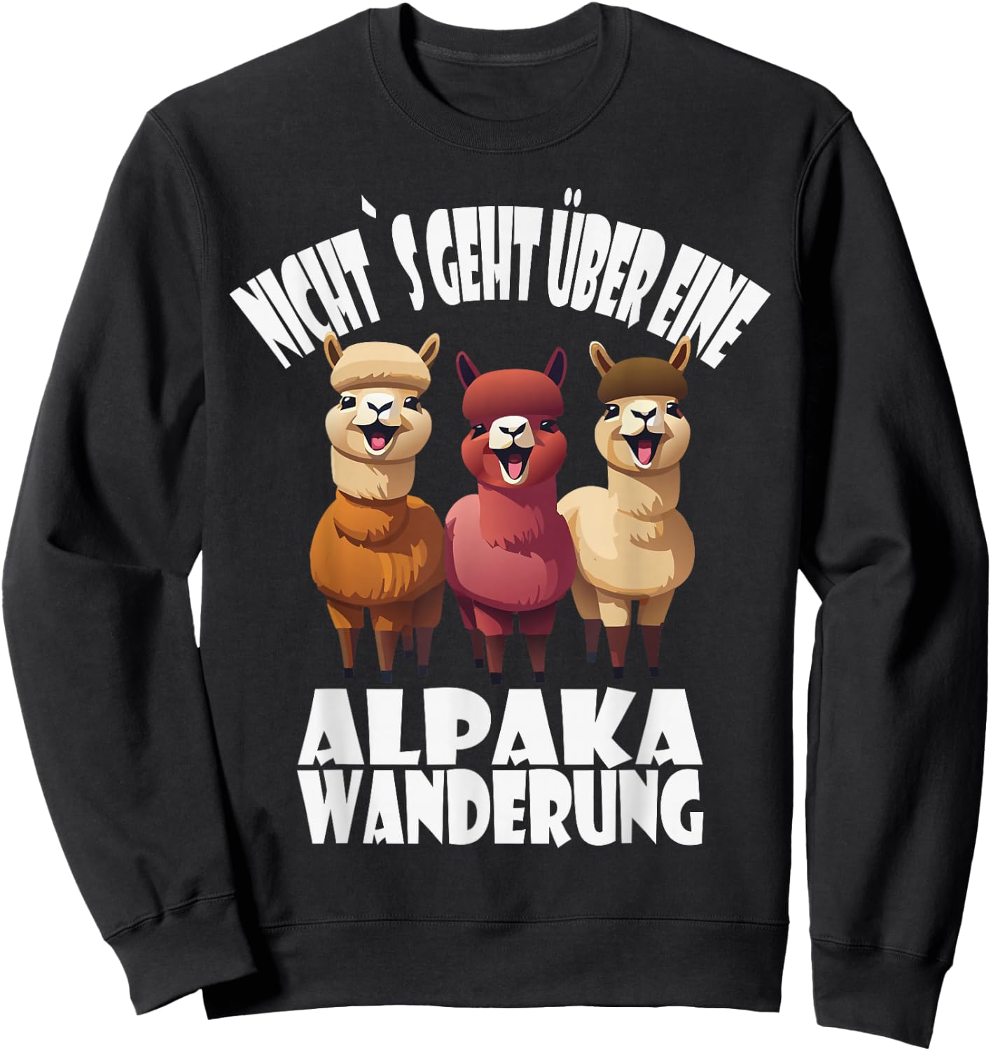 Alpaka Wanderung, lustiges Alpaka und Lama Spruch Sweatshirt - Sweatshirt | Black