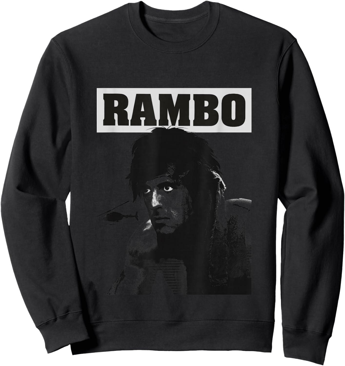 Rambo First Blood Helicopter Poster, Red, S Sweatshirt - Sweatshirt | Black
