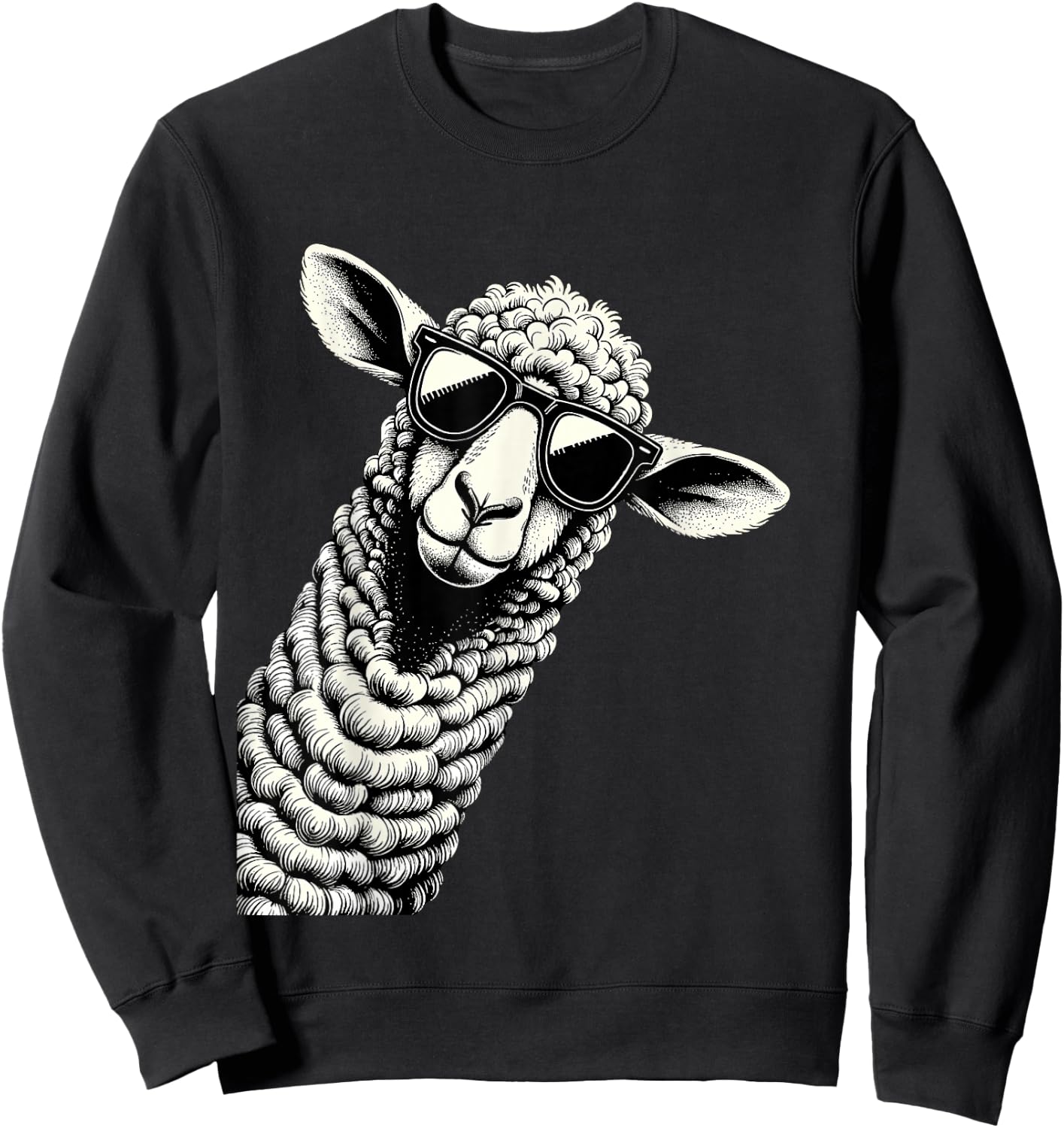 Funny Sheep Wearing Sunglasses for Farmers Sheep Herder Sweatshirt - Sweatshirt | Black