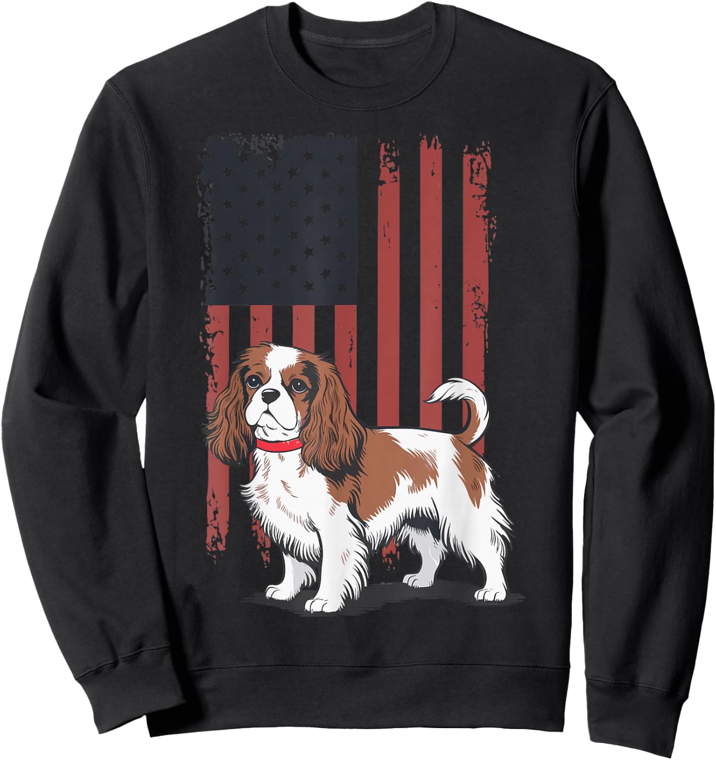Cavalier King Charles Spaniel USA Flag Sweatshirt - Sweatshirt | Black