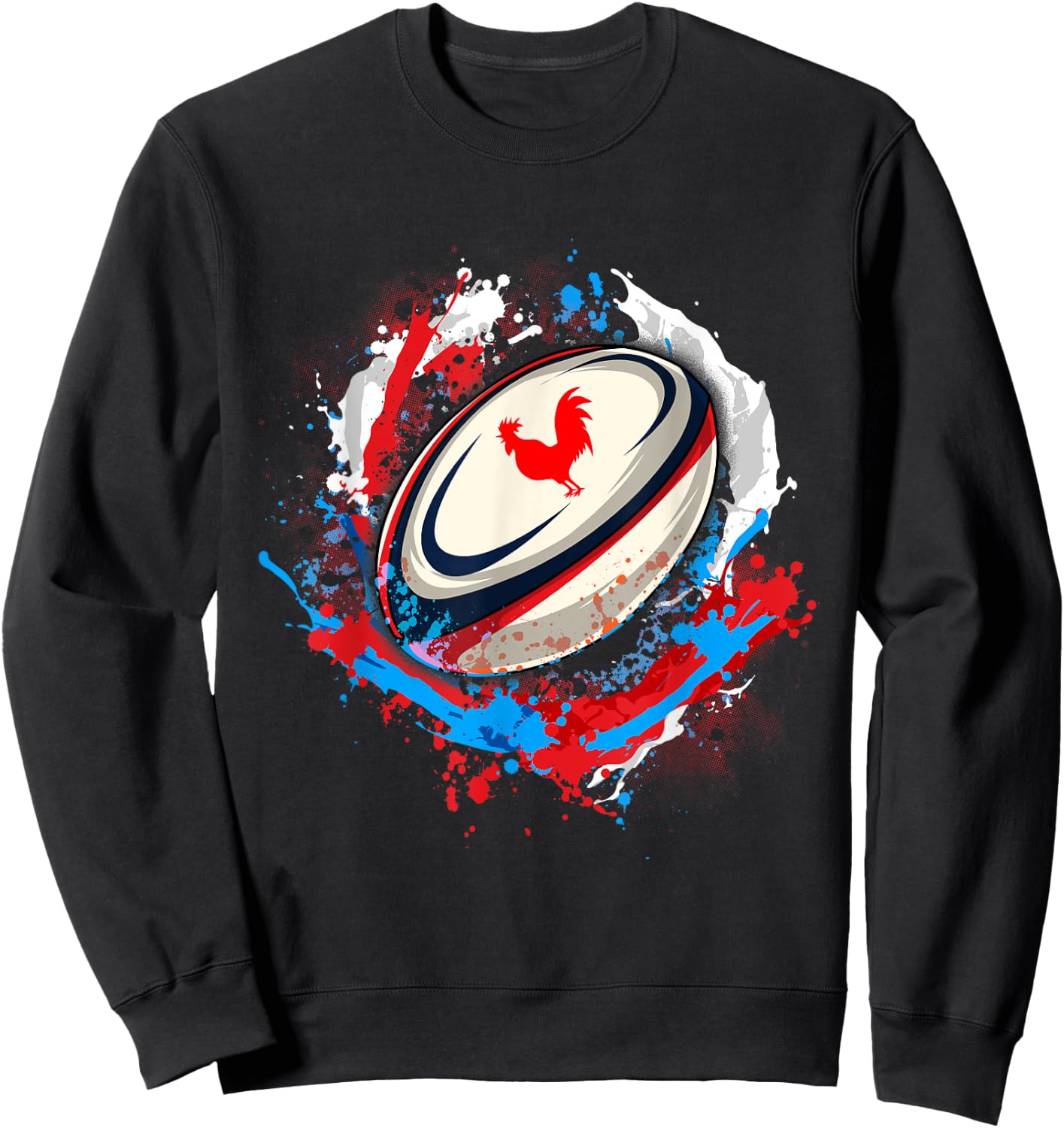 Rugby Shirt Player Child Man Flag Rooster Men Women , Black, S Sweatshirt - Sweatshirt | Black