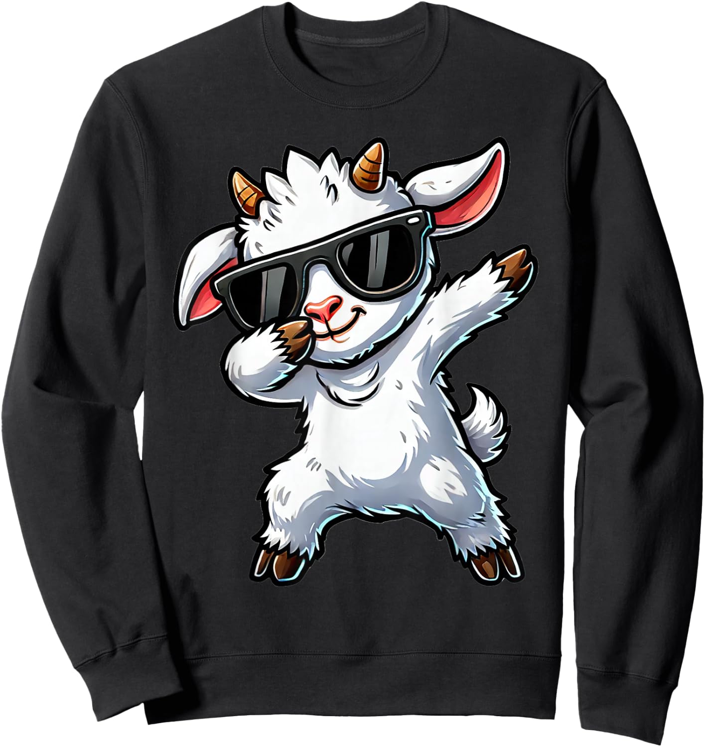 Dabbing Cute Goat | Funny Goat on Dabben Gift Goat , black Sweatshirt - Sweatshirt | Black