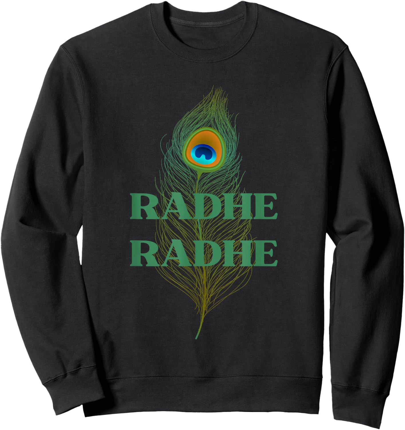 Radhe Radhe Hindi Indian Braj Expression Greeting Krishna Sweatshirt - Sweatshirt | Black