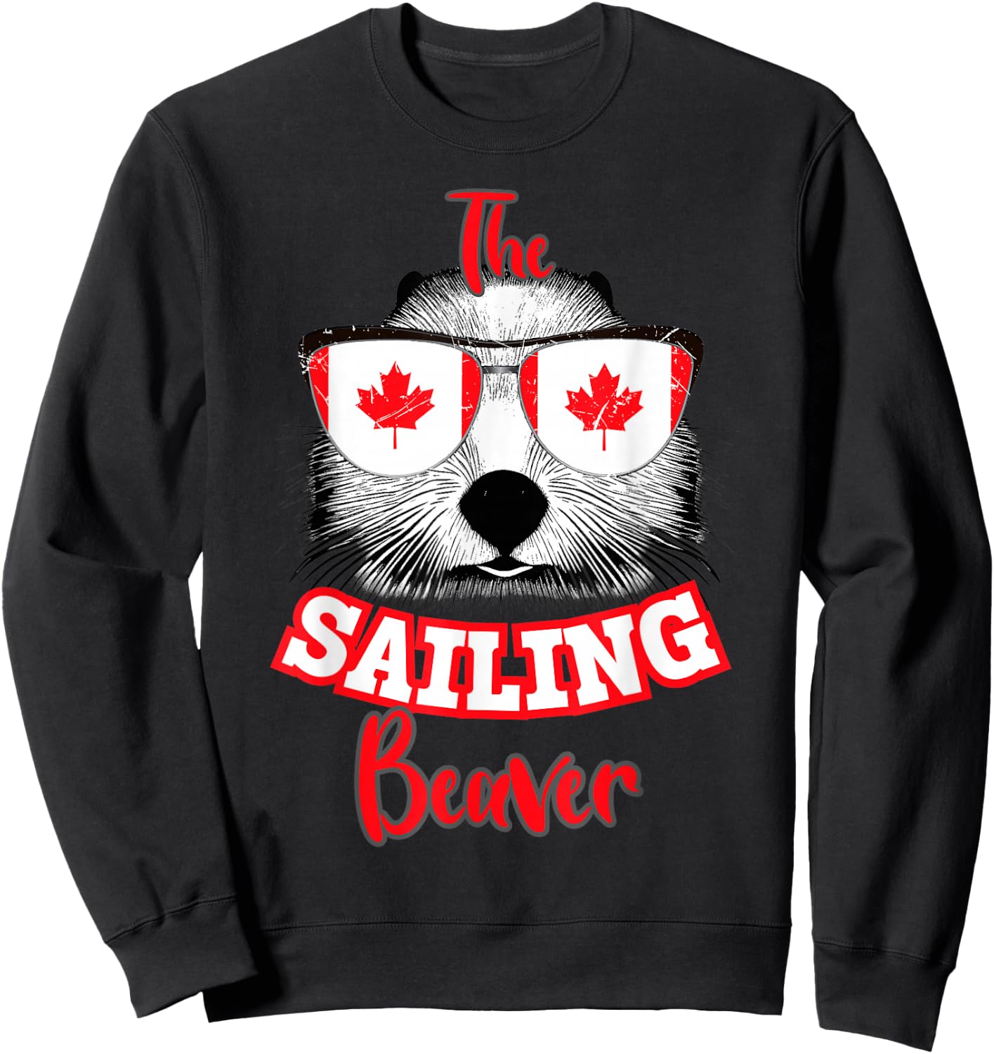 Canadian Flag 1st of July The Sailing Beaver Canada Day Sweatshirt - Sweatshirt | Black