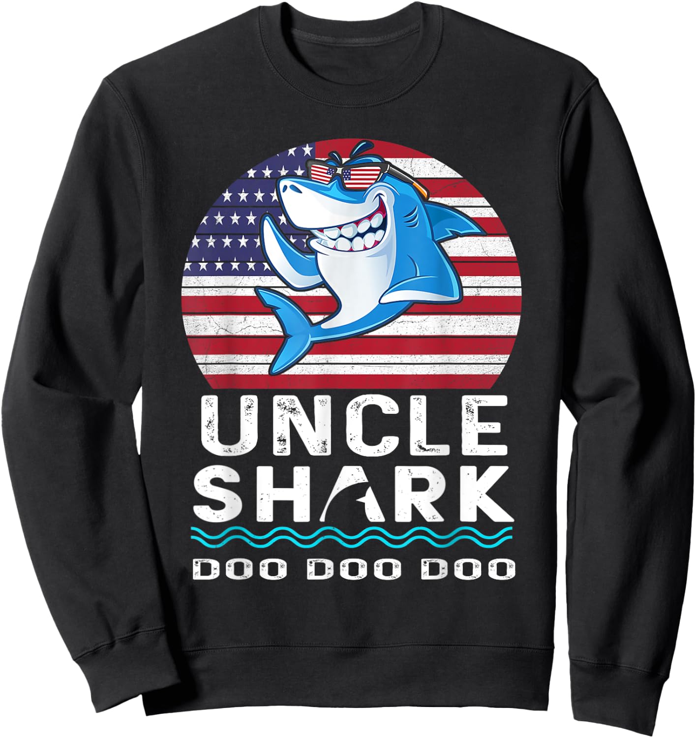 Uncle Shark Shirt Fathers Day Gift From Wife Son Daughter Sweatshirt - Sweatshirt | Black