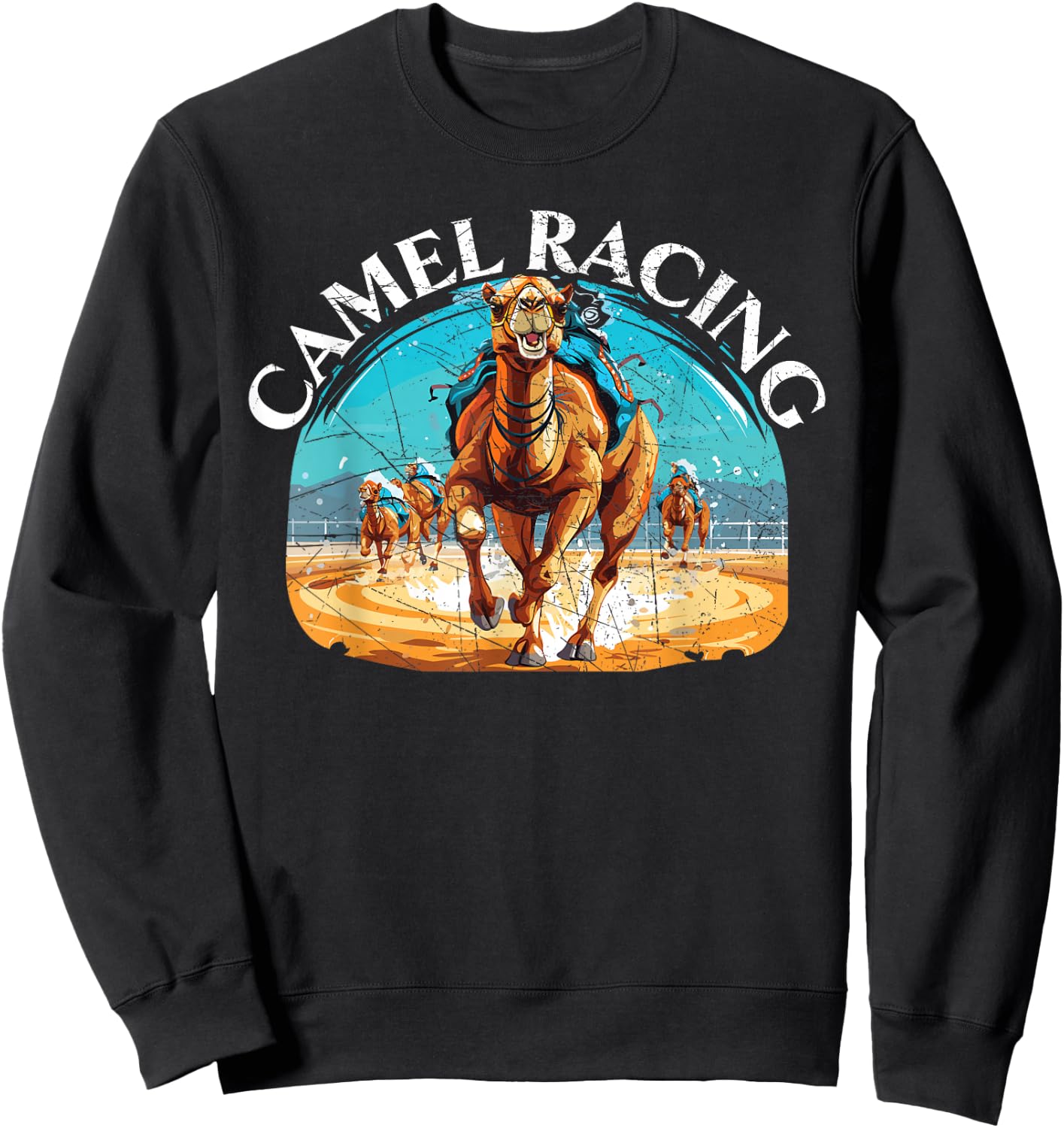 Camel Racing Animal Race Hump Camel Riding Desert Sport Sweatshirt - Sweatshirt | Black