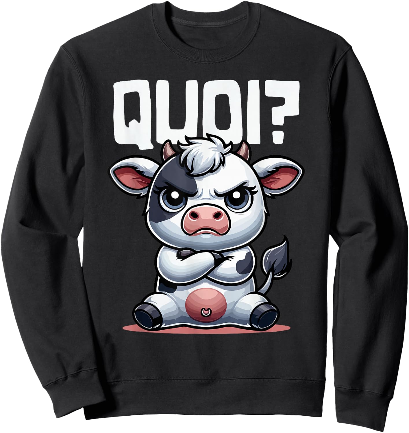 Funny Cow Woman Girl Boy Quoi Idea Cow Pattern , Black, S Sweatshirt - Sweatshirt | Black