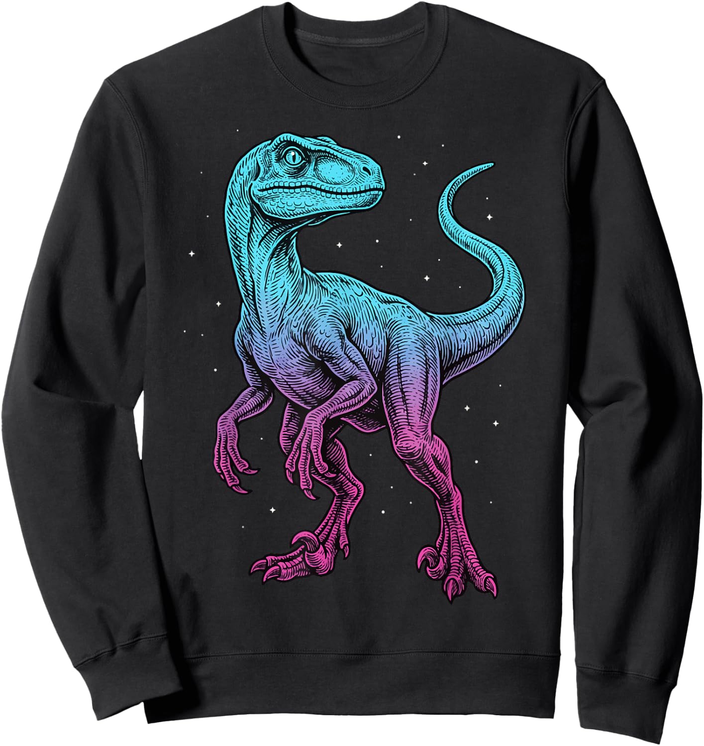 Velociraptor Illustration Dinosaur Sweatshirt - Sweatshirt | Black